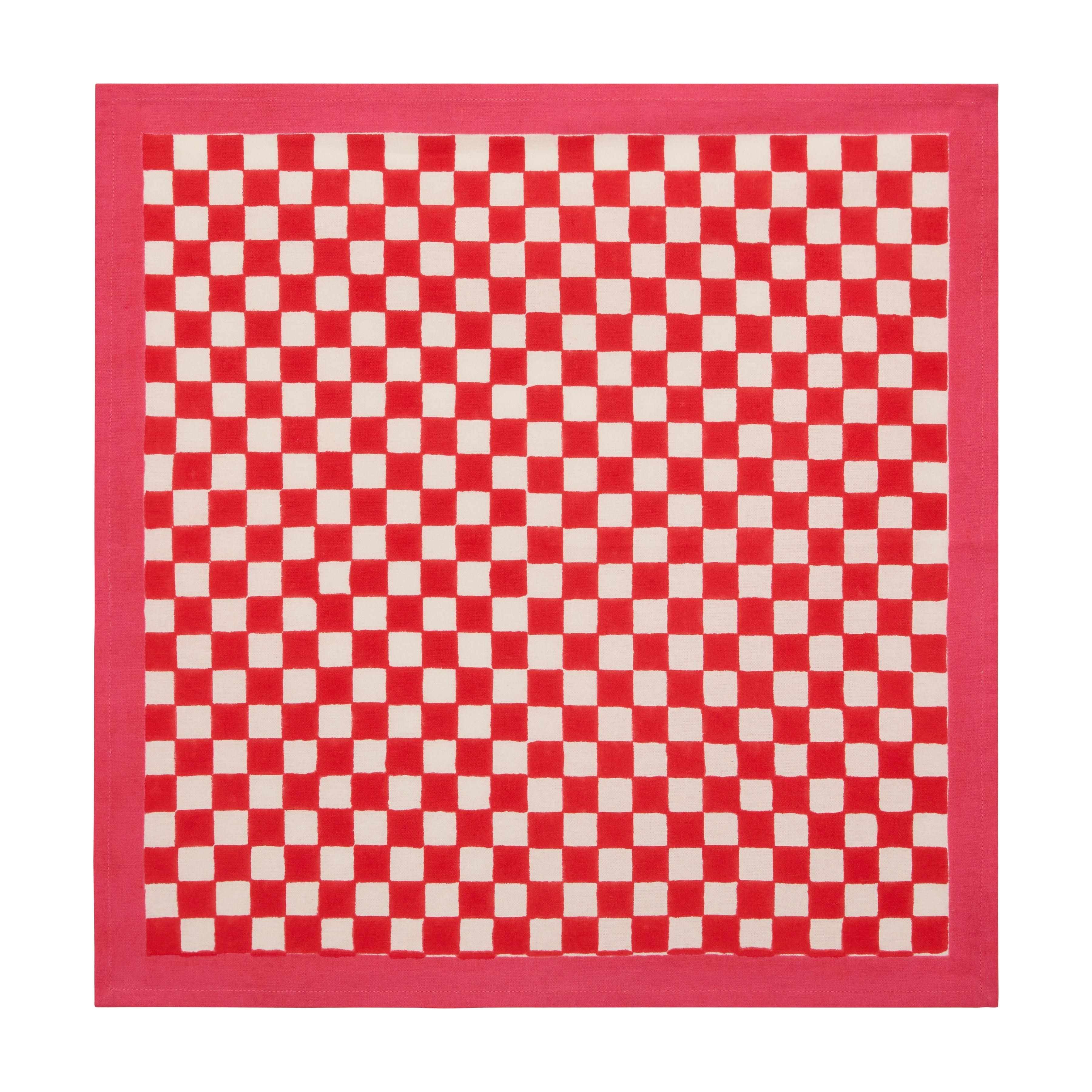 couleur-nature-gingham-serviettes-coton-rouge-rose-lot-4 image 2