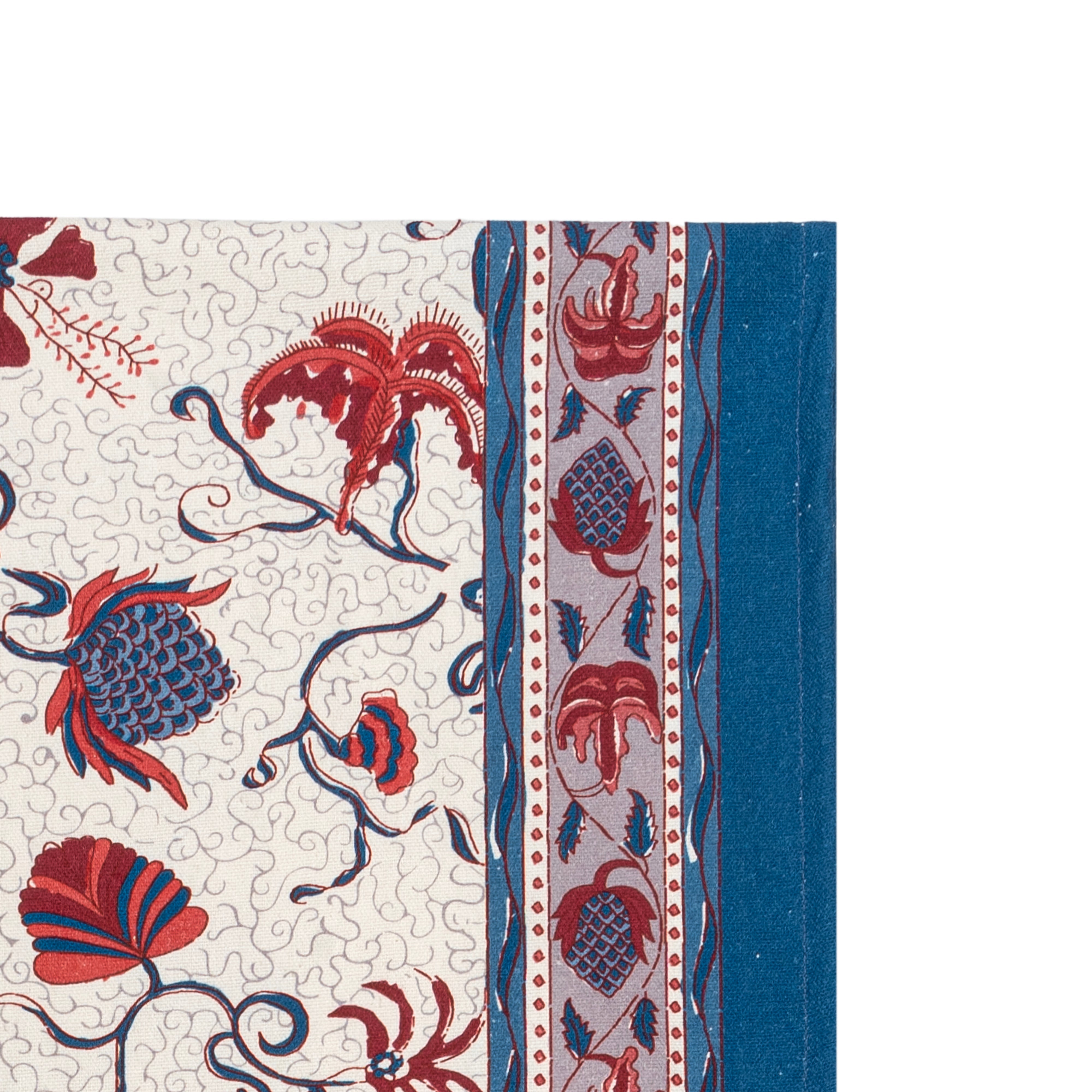 couleur-nature-fleur-des-indes-chemin-de-table-coton-bleu-rouge image 4