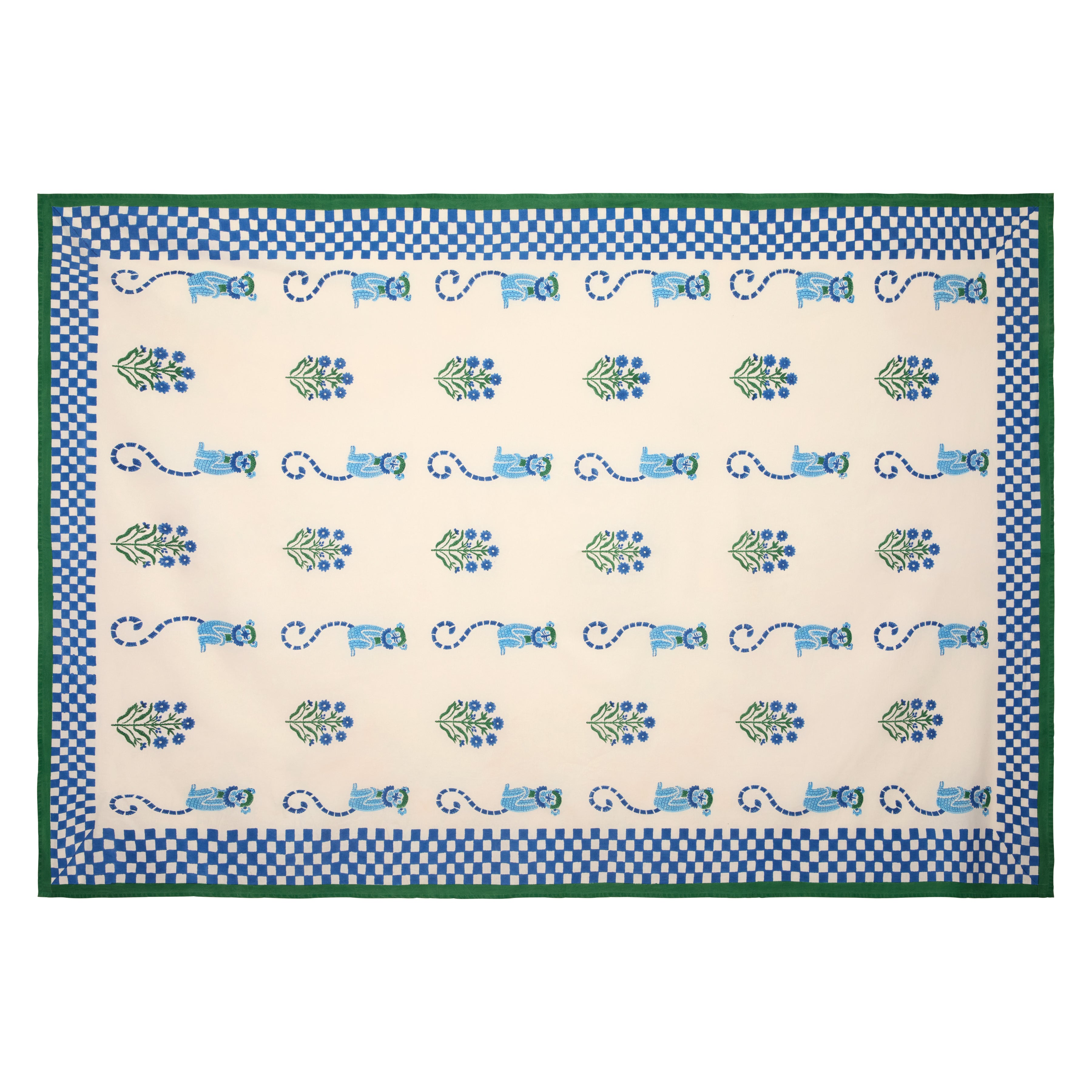couleur-nature-jeu-de-singes-nappe-coton-bleu-vert-59x59 image 6