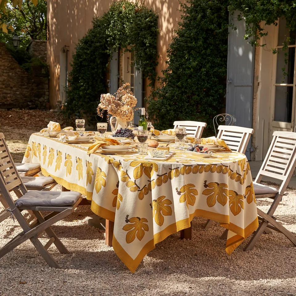 couleur-nature-fig-nappe-fran-aise-citrine-jaune-8-places image 1