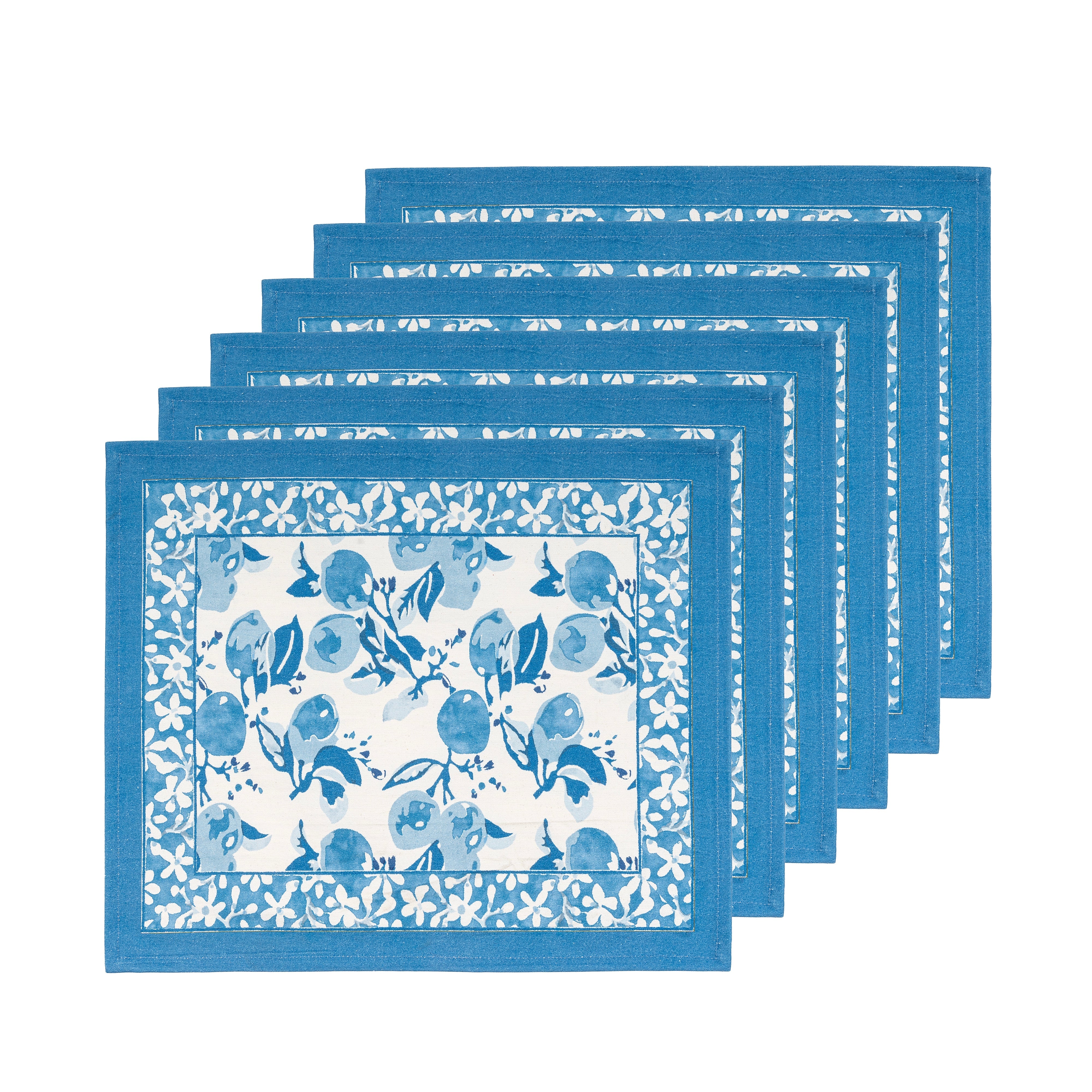 couleur-nature-citron-bleu-sets-de-table-coton-lot-6 image 3