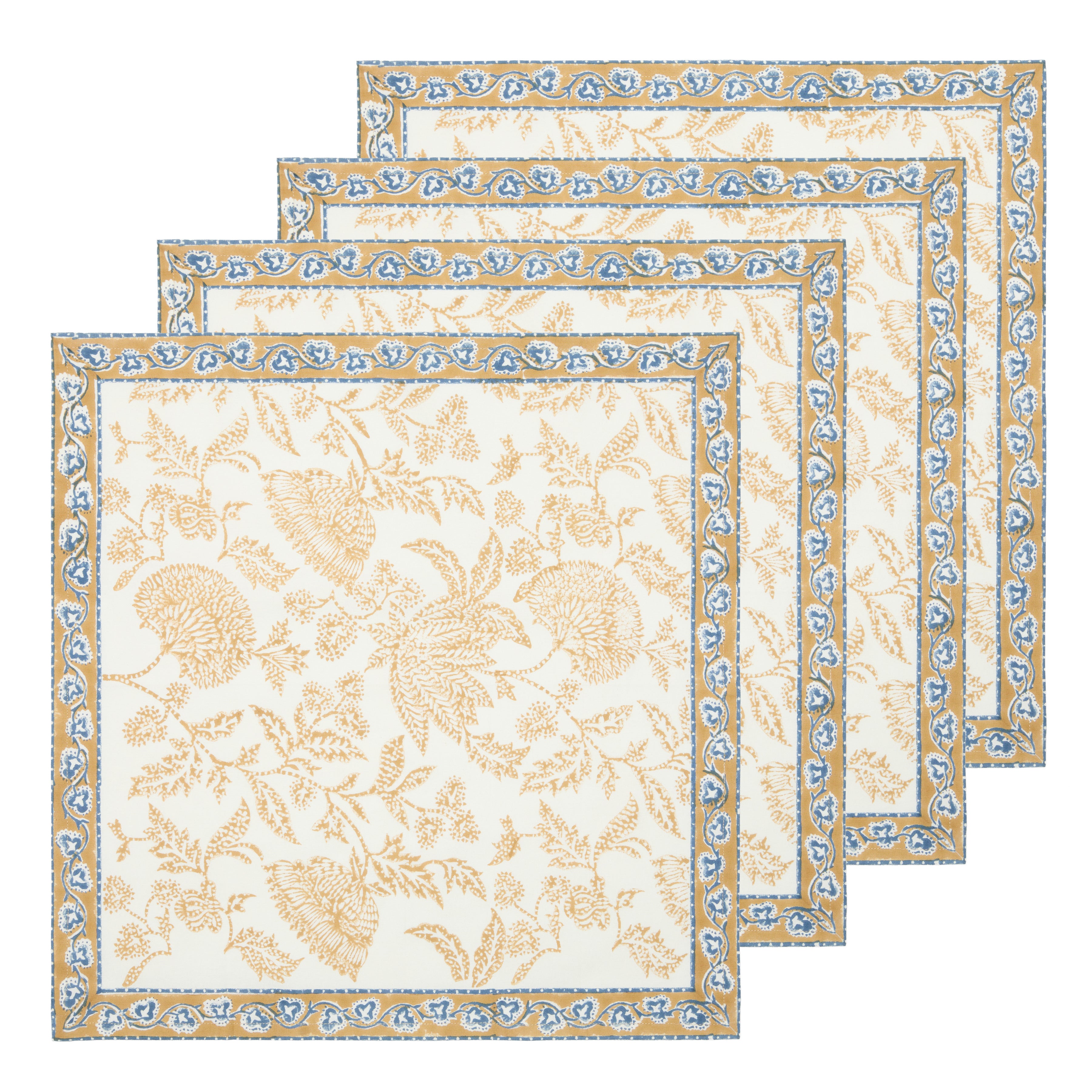 couleur-nature-chloe-serviettes-table-coton-bleu-marron-lot-4 image 6