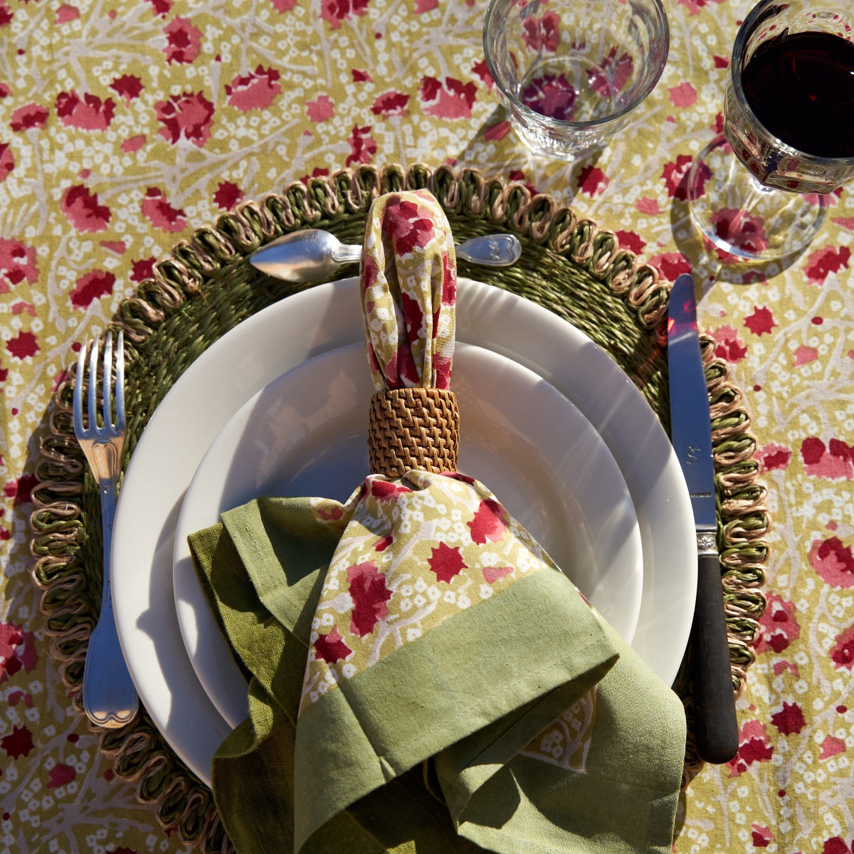 couleur-nature-meadows-nappe-coton-rouge-vert-180x270 image 4
