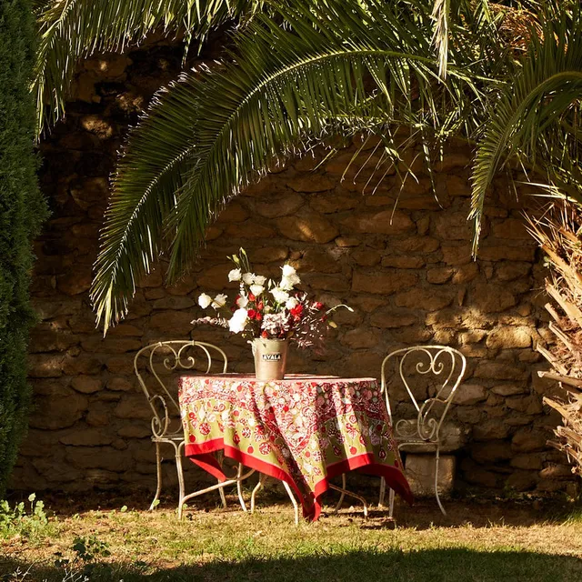 couleur-nature-ornaments-nappe-coton-rouge-vert-59x86 image 1