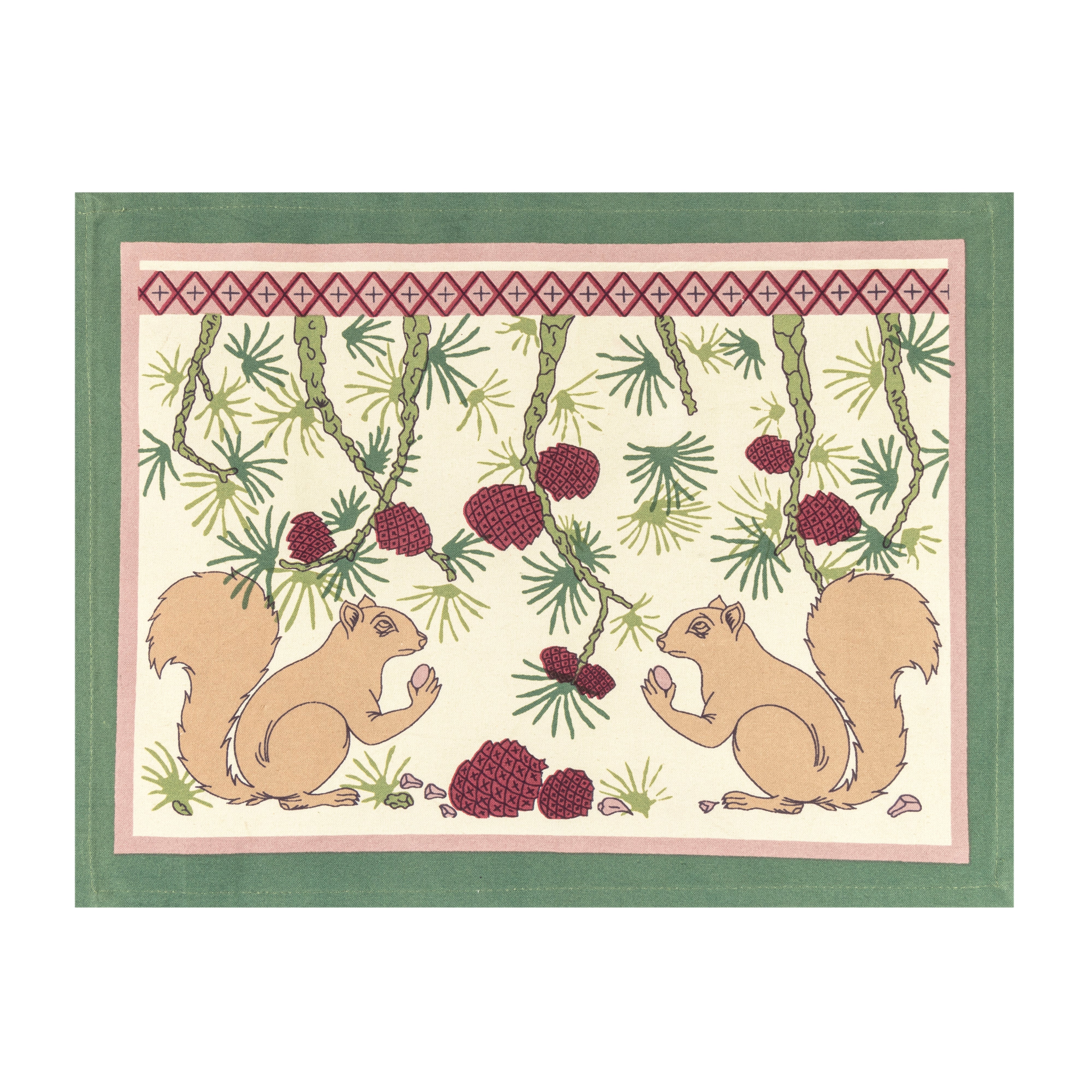 couleur-nature-squirrel-pinecone-sets-de-table-rouge-lot-6-lin image 1