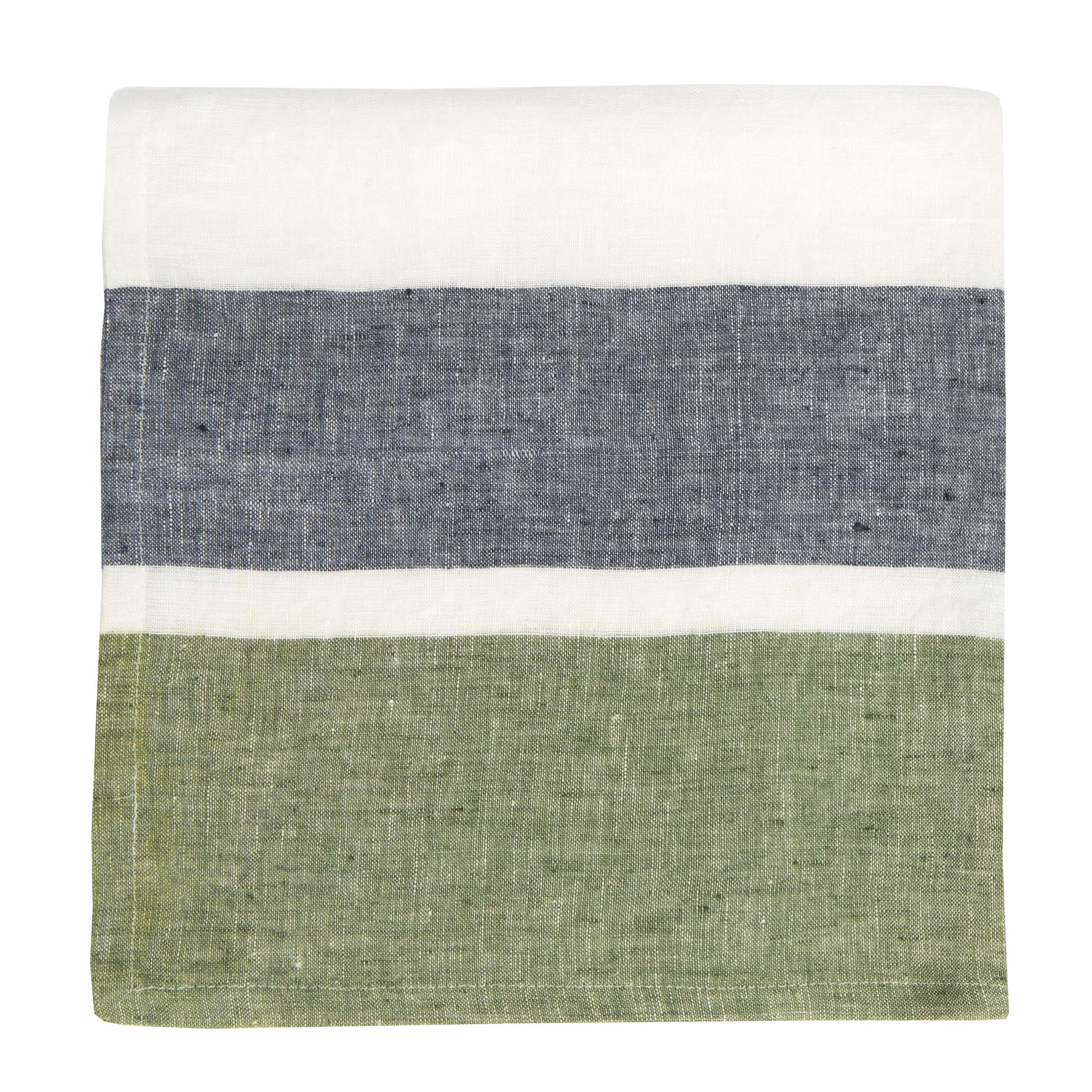 couleur-nature-bold-stripe-serviettes-vert-sapin-lot-4-coton image 1