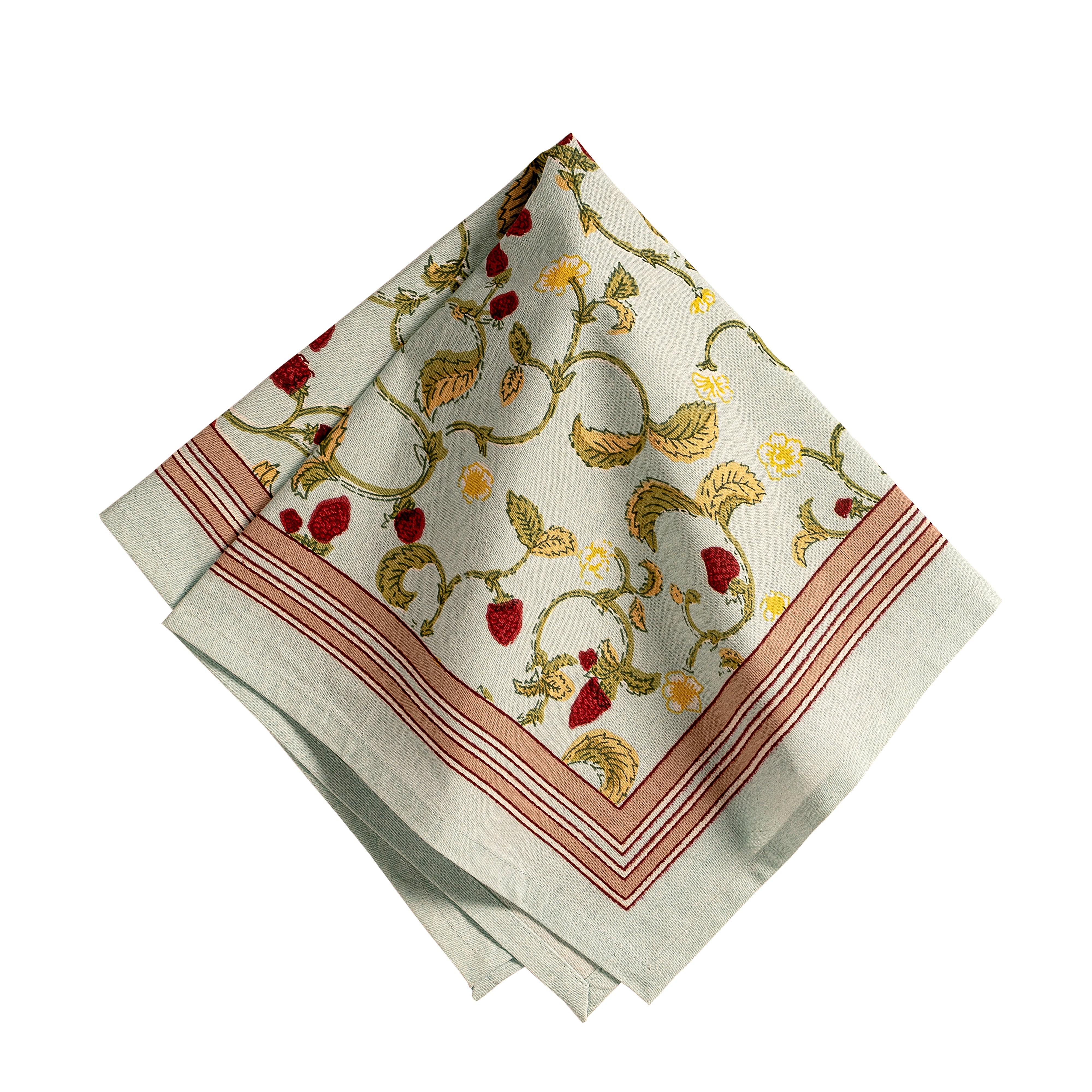 couleur-nature-fraises-des-bois-serviettes-table-coton-lot-6-fraise image 7