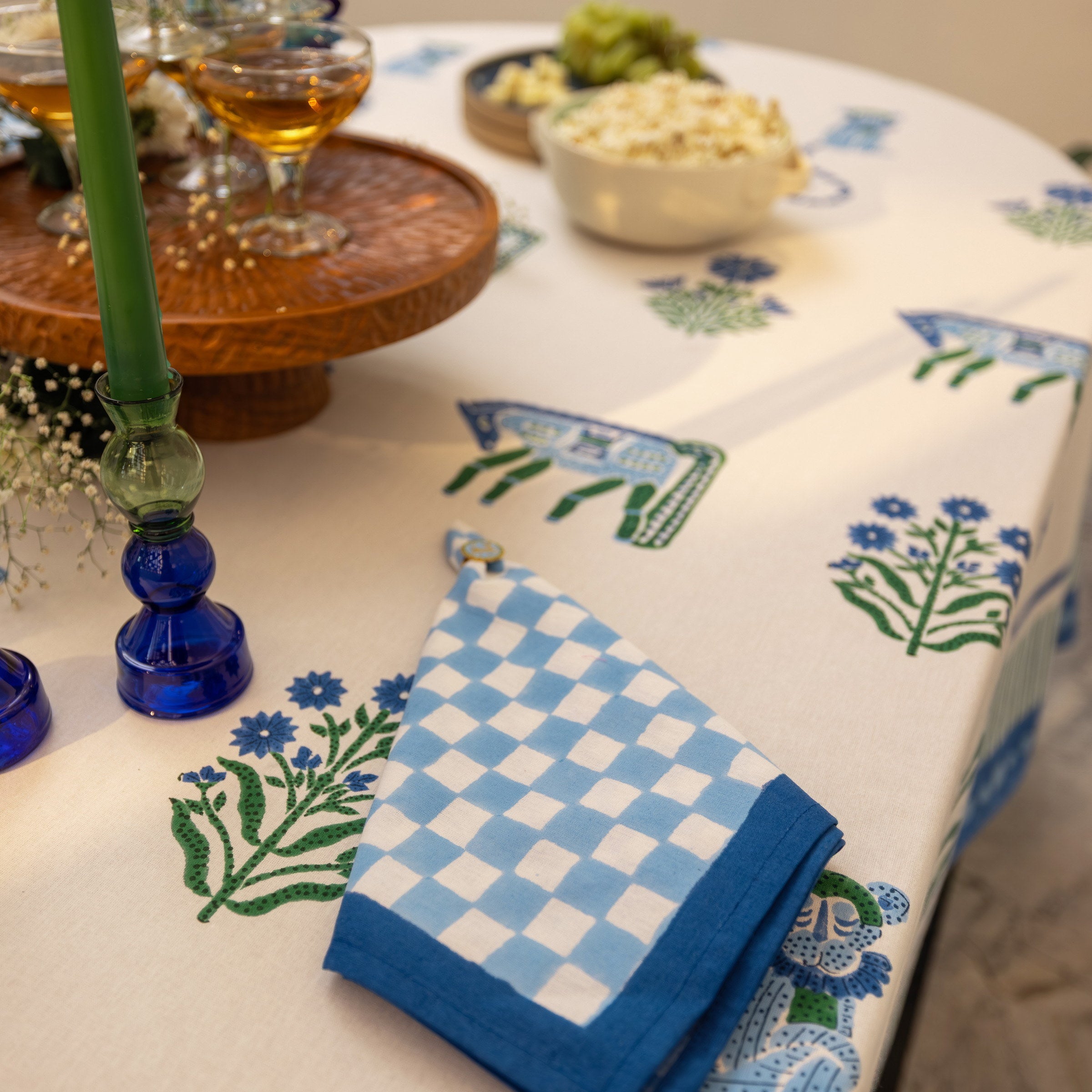 couleur-nature-gingham-check-serviette-coton-bleu-lot-4 image 5