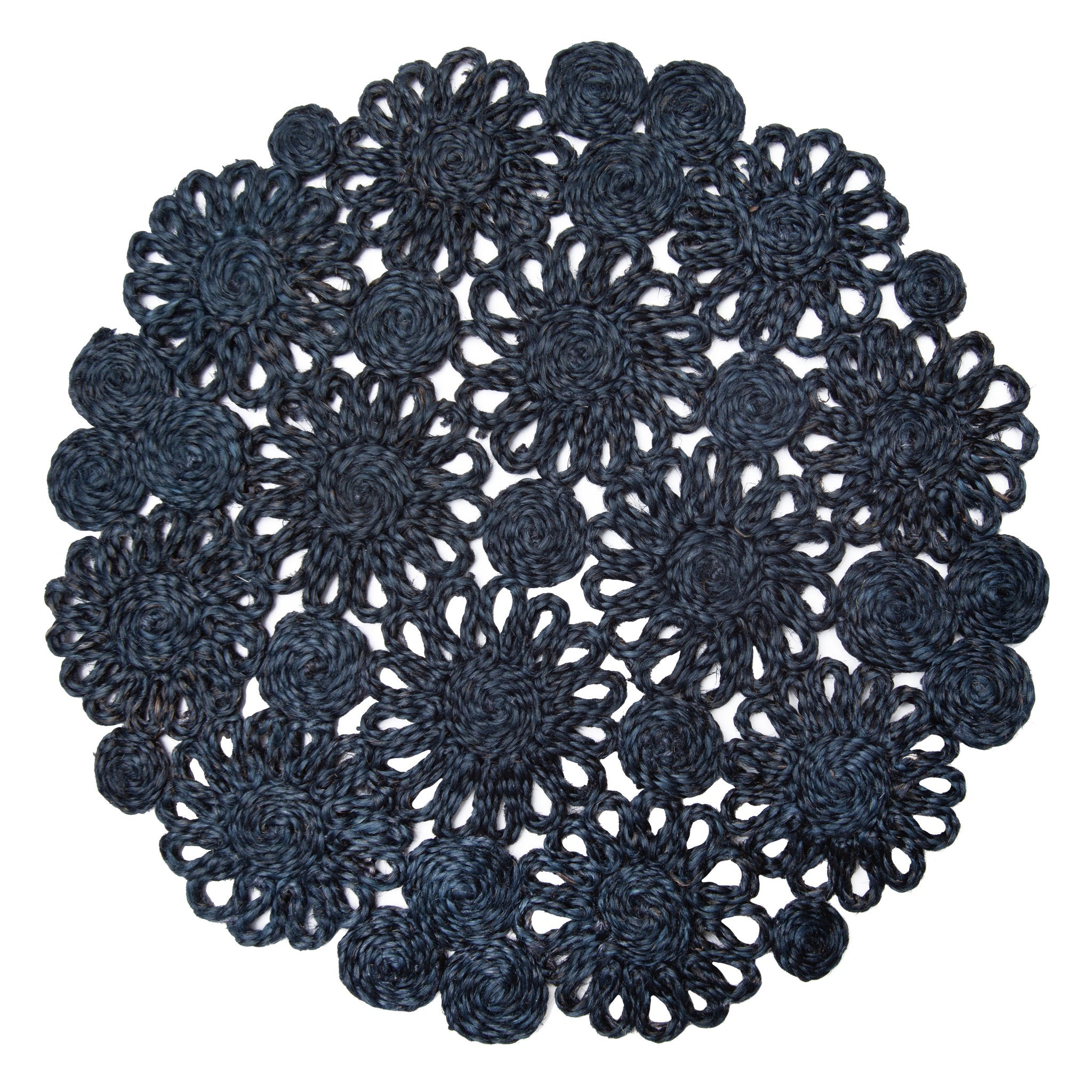 couleur-nature-daisy-jute-set-de-table-rond-bleu-marine-lot-4 image 1