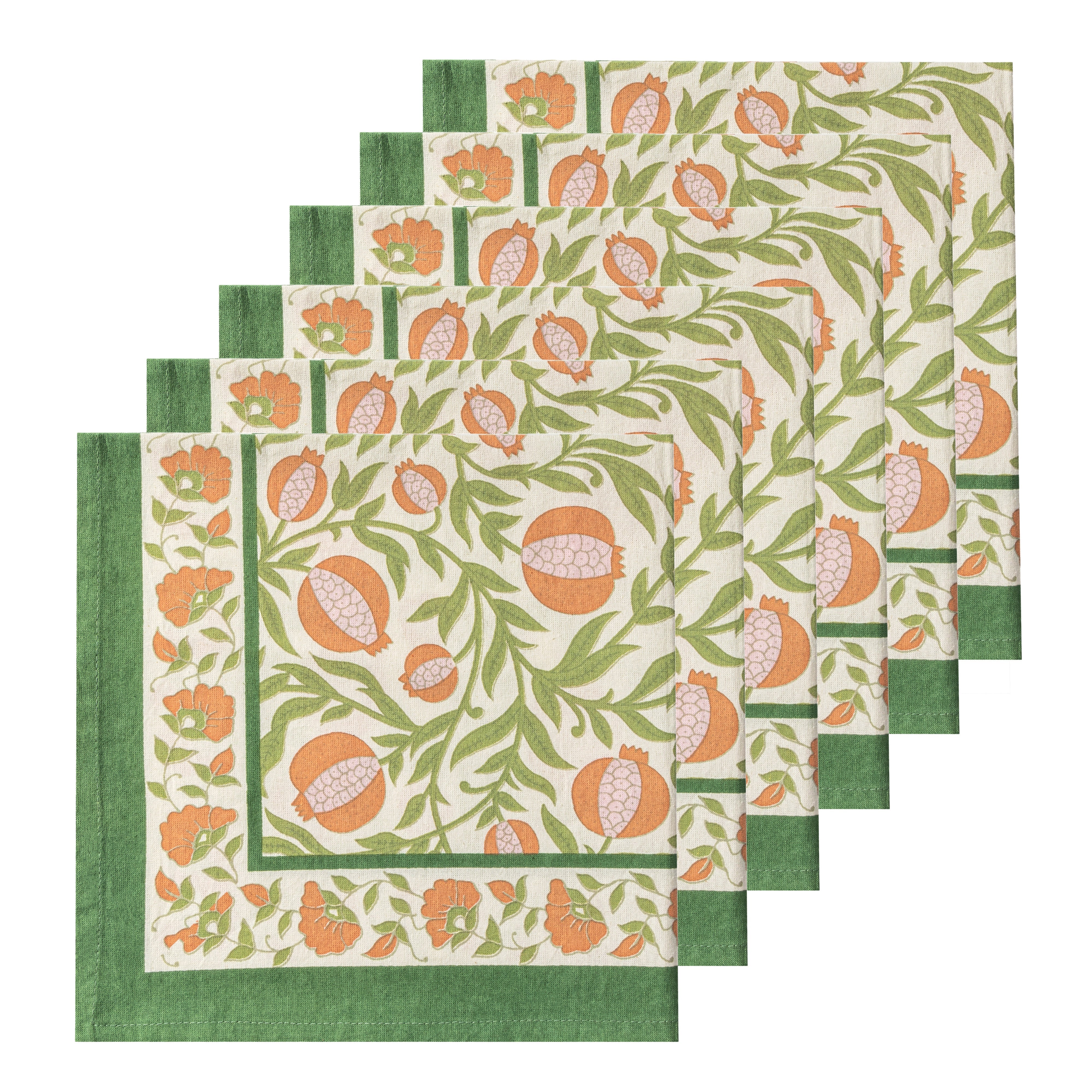 couleur-nature-grenadine-serviette-tissu-orange-vert-lot-6 image 2