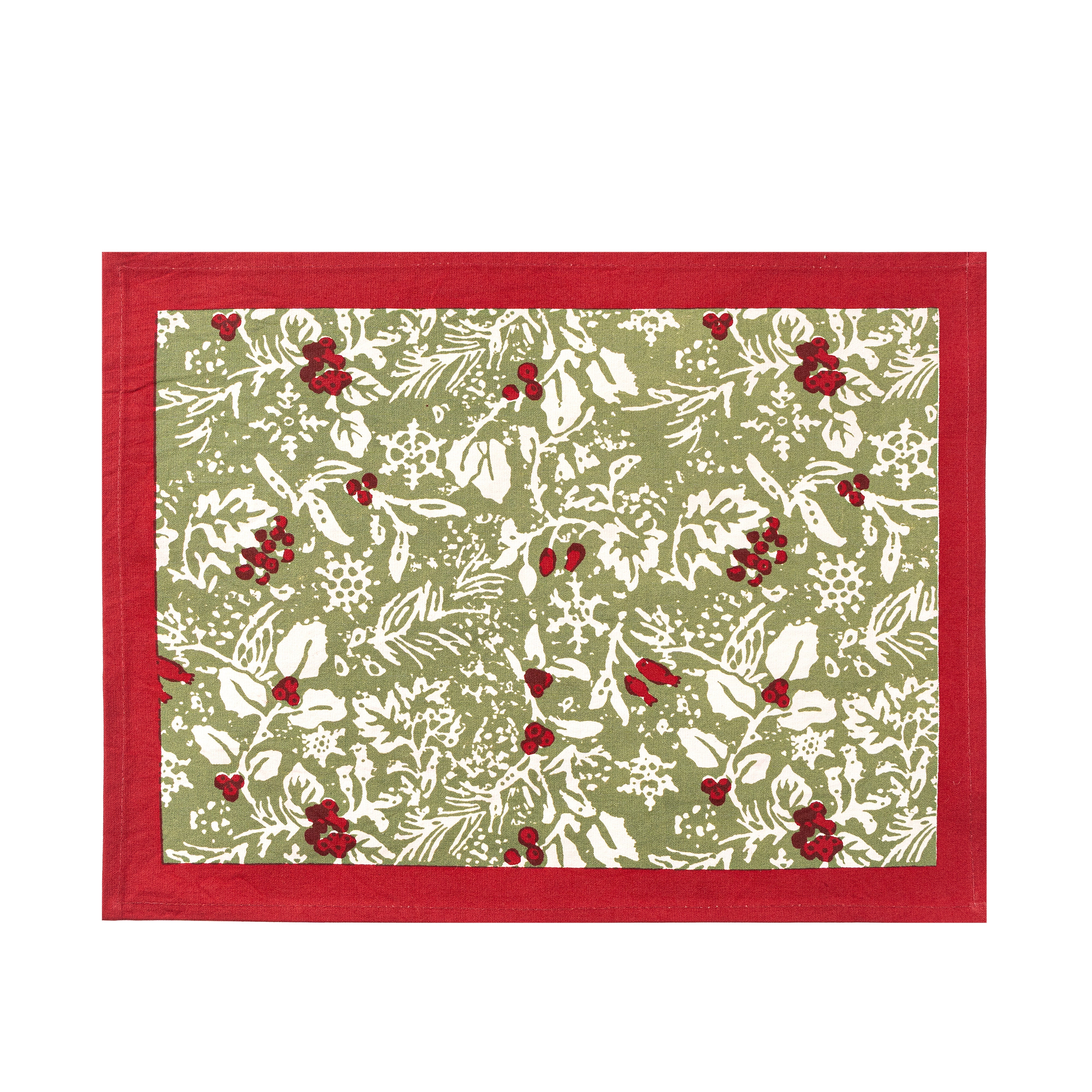 couleur-nature-baies-de-houx-sets-de-table-rouge-vert-lot-6-coton image 2