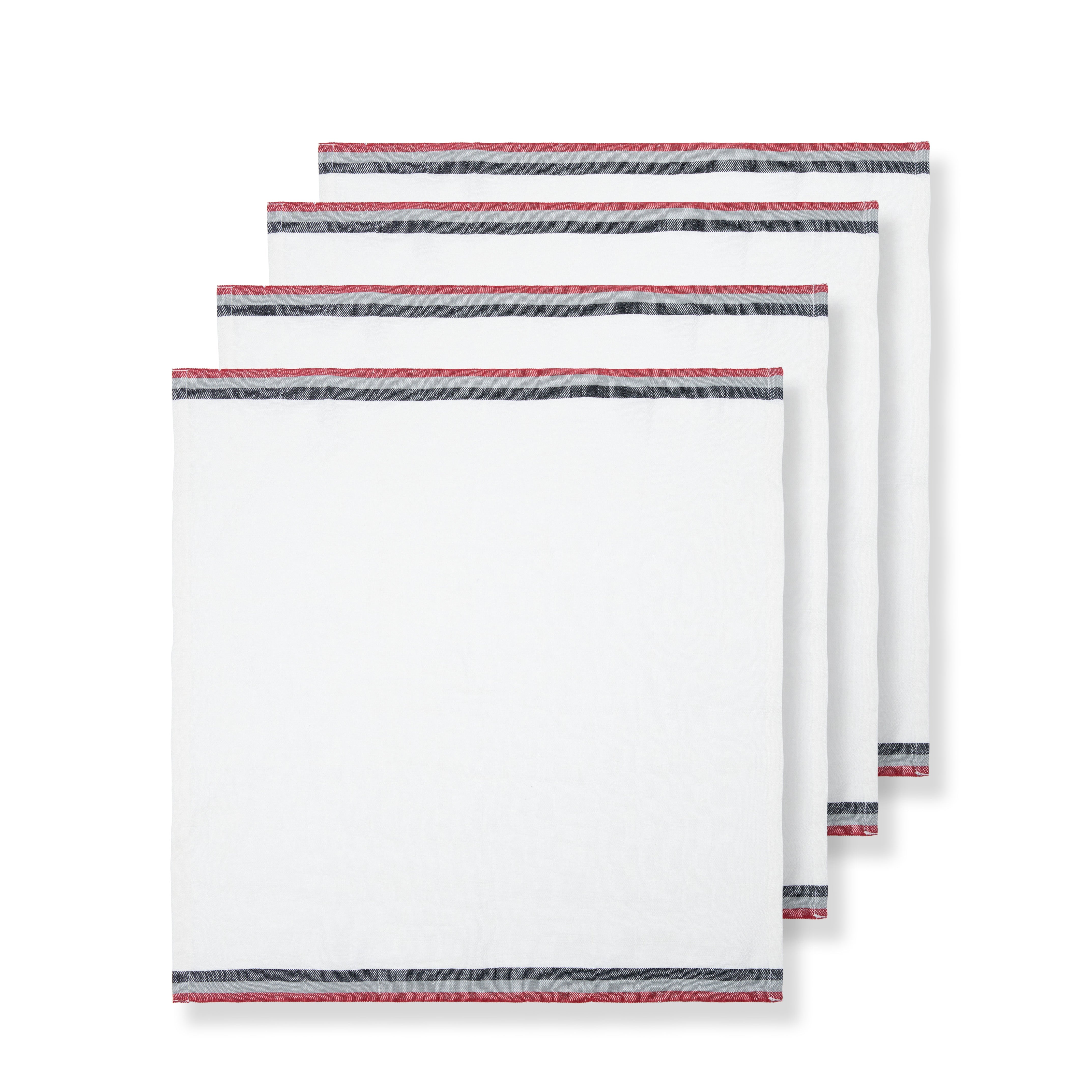 couleur-nature-normandy-serviette-table-blanche-rayures-lot-de-4-lin image 3