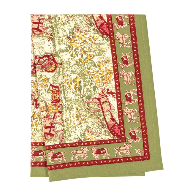 couleur-nature-renne-torchon-cuisine-coton-rouge-vert-lot-3 image 1