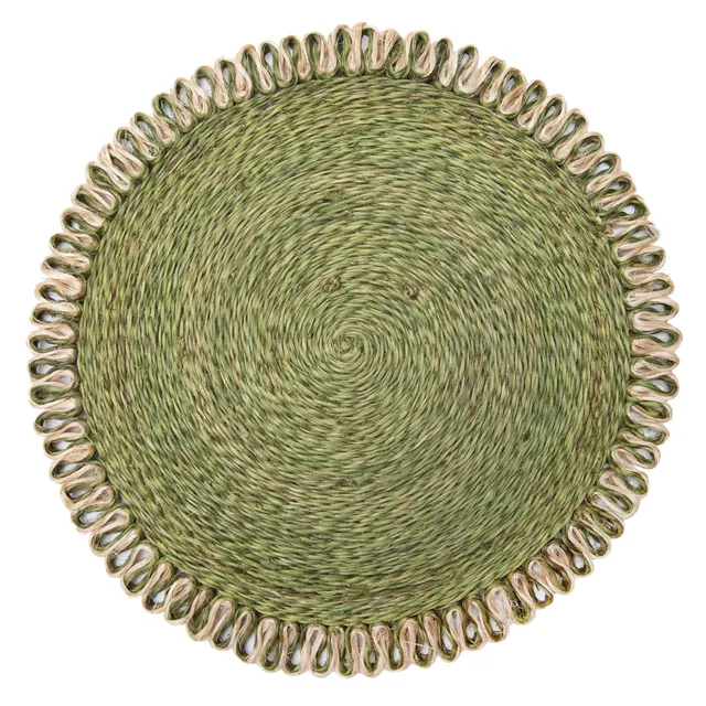 couleur-nature-loopy-abaca-sets-de-table-ronds-olive-lot-de-4 image 1