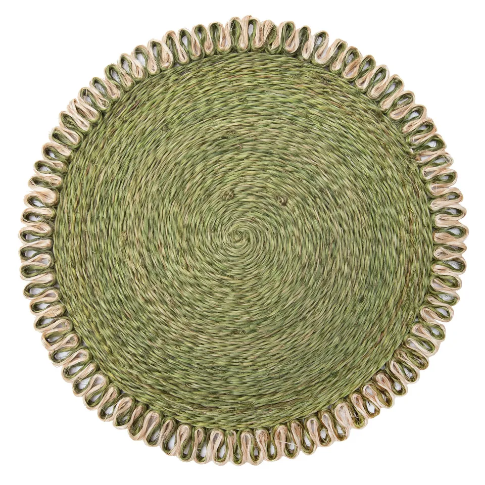 couleur-nature-loopy-abaca-sets-de-table-ronds-olive-lot-de-4 image 1