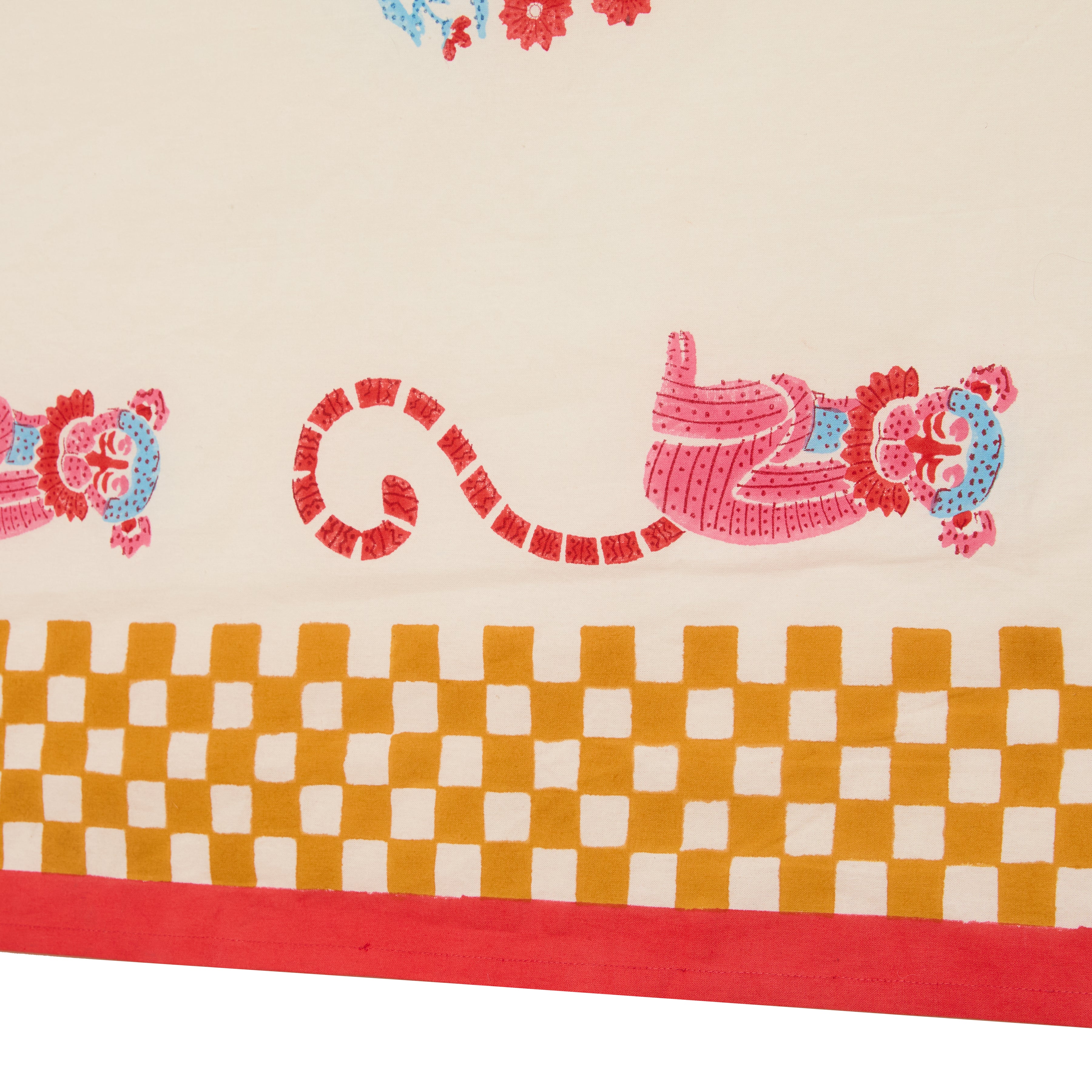 couleur-nature-jeu-de-singes-nappe-moutarde-rose-coton image 3