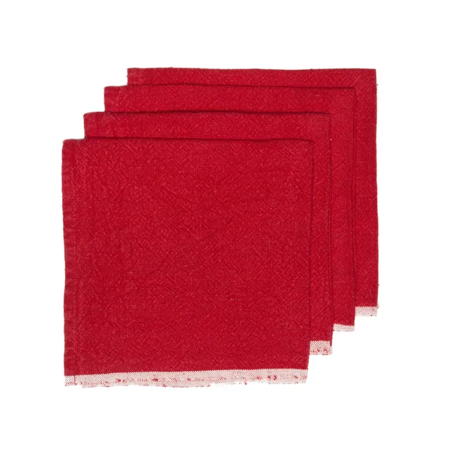 couleur-nature-chunky-linen-serviettes-lin-rouge-lot-de-4 image 1