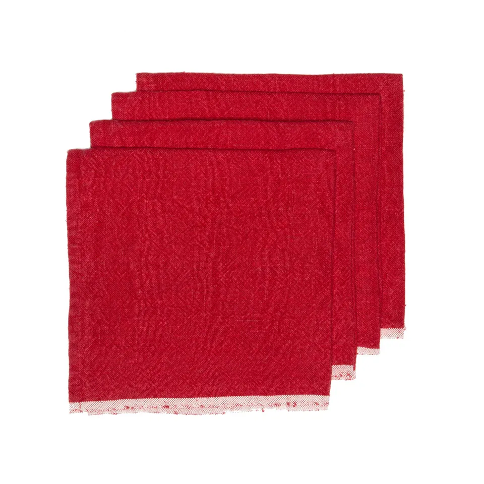 couleur-nature-chunky-linen-serviettes-lin-rouge-lot-de-4 image 1