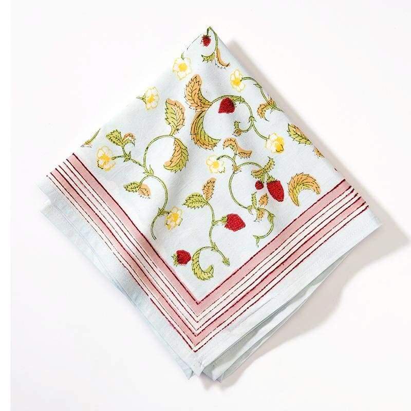 couleur-nature-fraises-des-bois-serviettes-table-coton-lot-6-fraise image 1