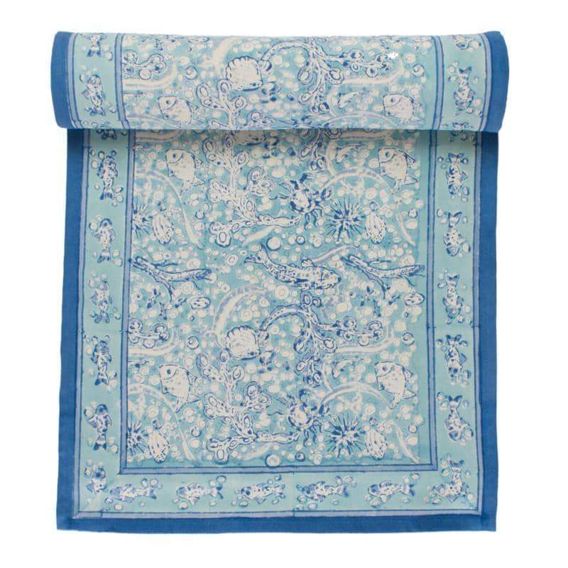 couleur-nature-la-mer-chemin-de-table-coton-aqua-16x72 image 1