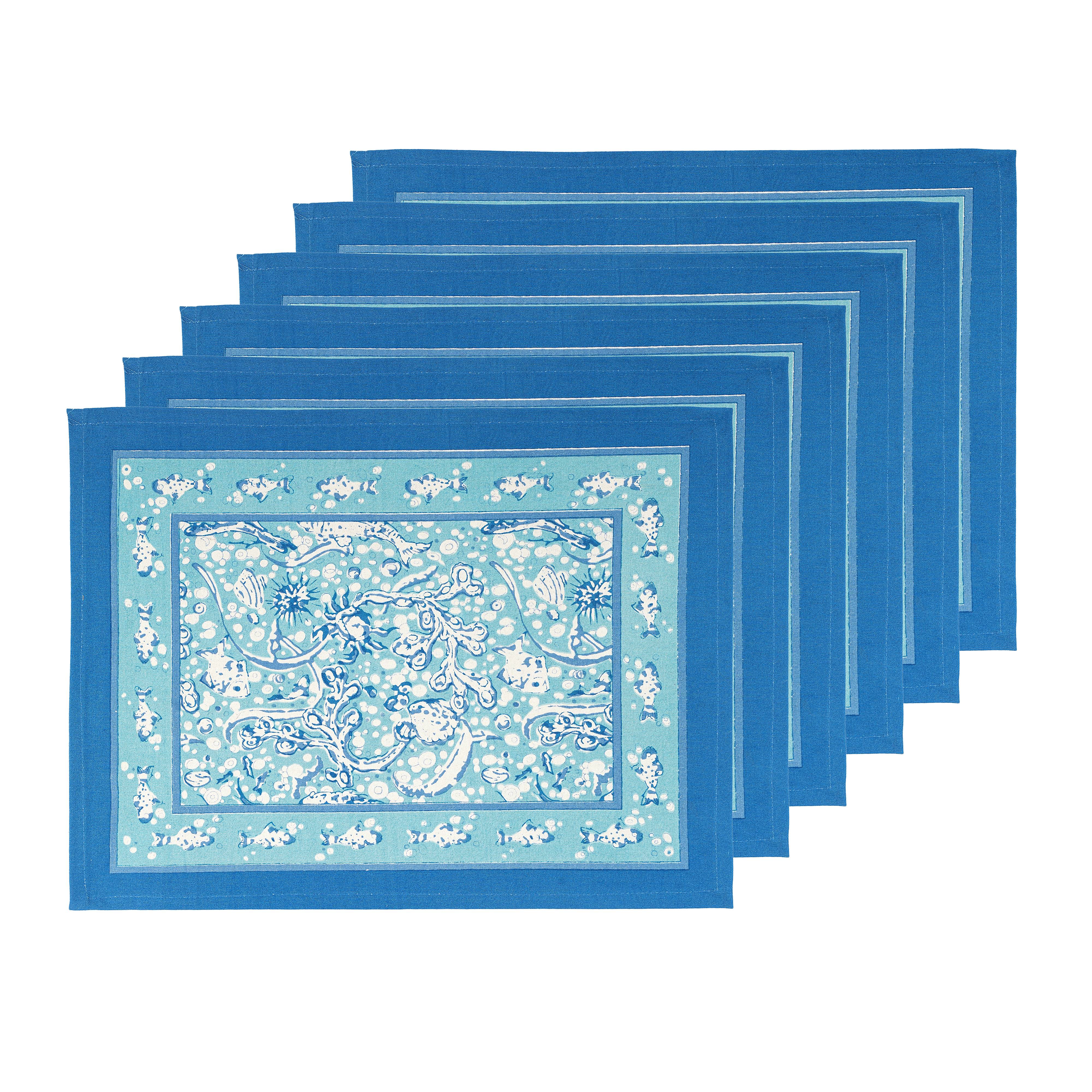 couleur-nature-la-mer-aqua-sets-de-table-coton-lot-de-6 image 1