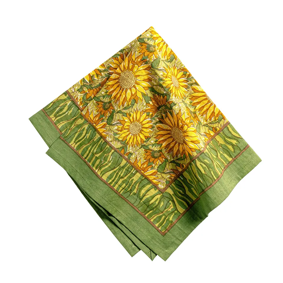 couleur-nature-sunflower-serviettes-table-jaune-vert-lot-6 image 1