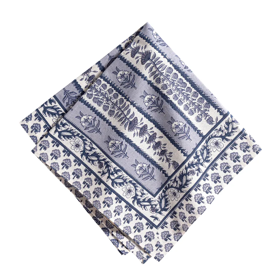 couleur-nature-avignon-serviette-tissu-bleu-marine-lot-de-6-floral image 1