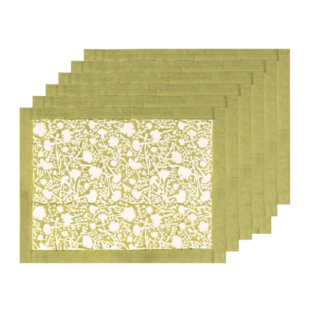 couleur-nature-meadows-vert-set-de-table-lot-6-vert-floral image 1