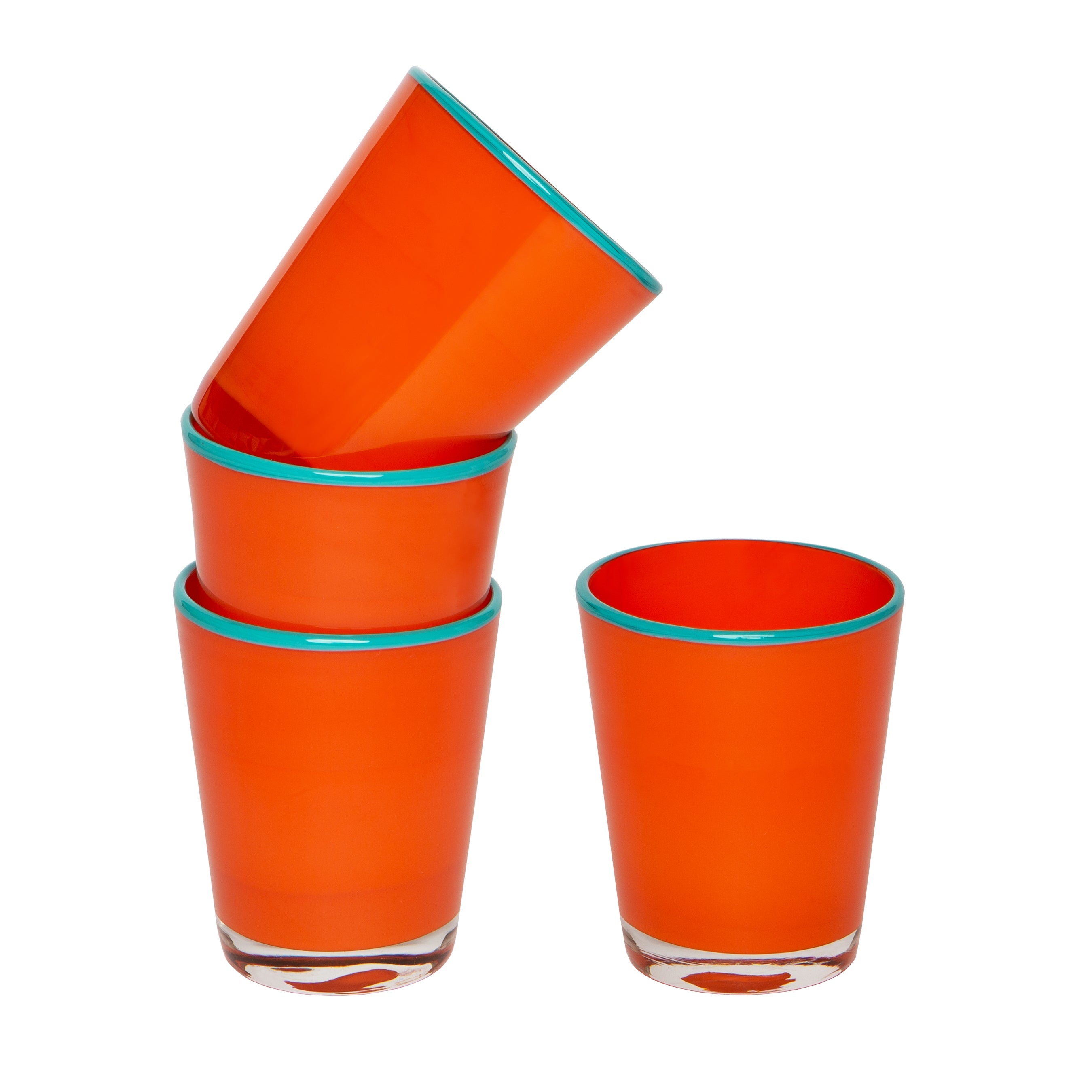 couleur-nature-summer-verres-souffl-orange-turquoise-lot-4 image 1