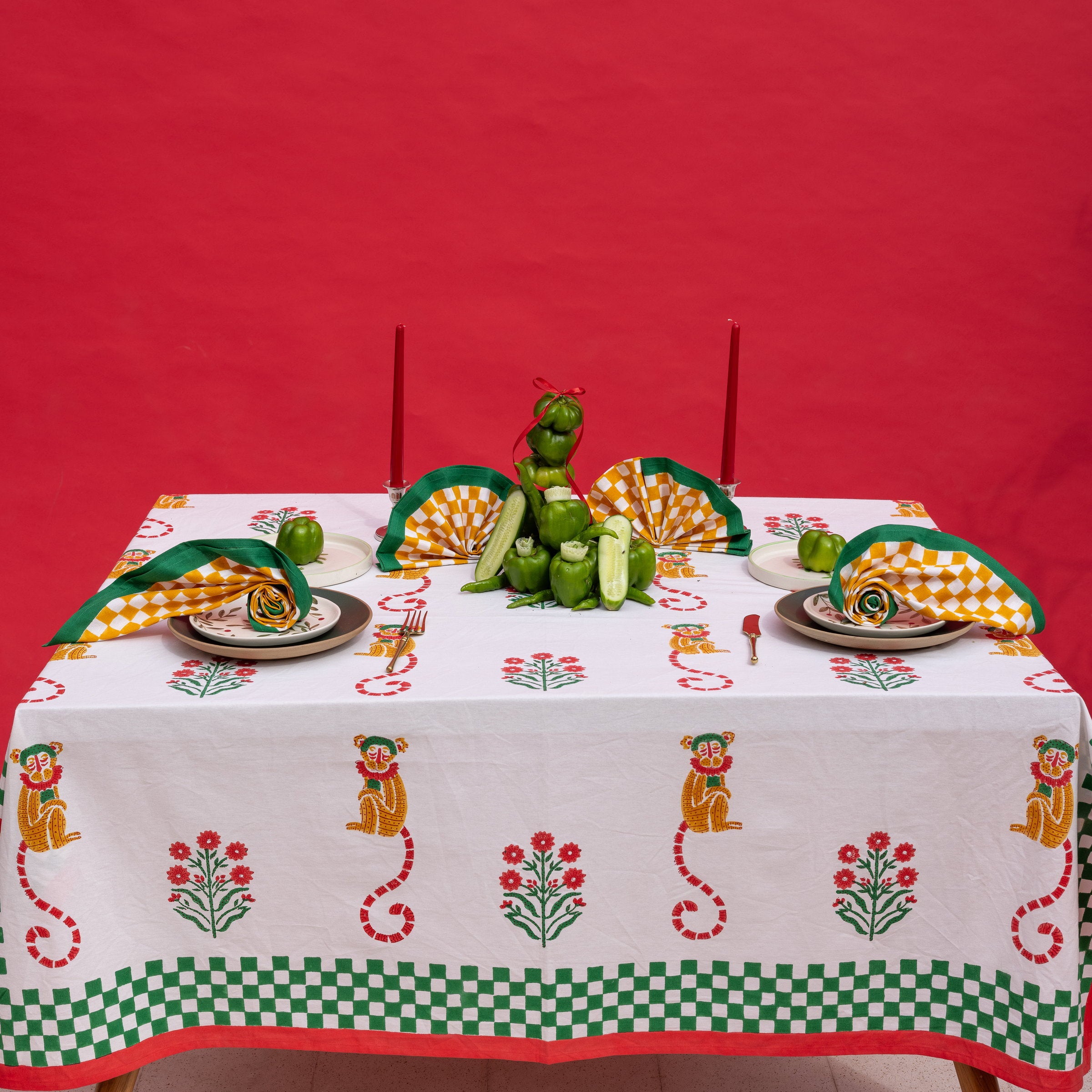couleur-nature-serviette-table-coton-vichy-moutarde-lot-4 image 5