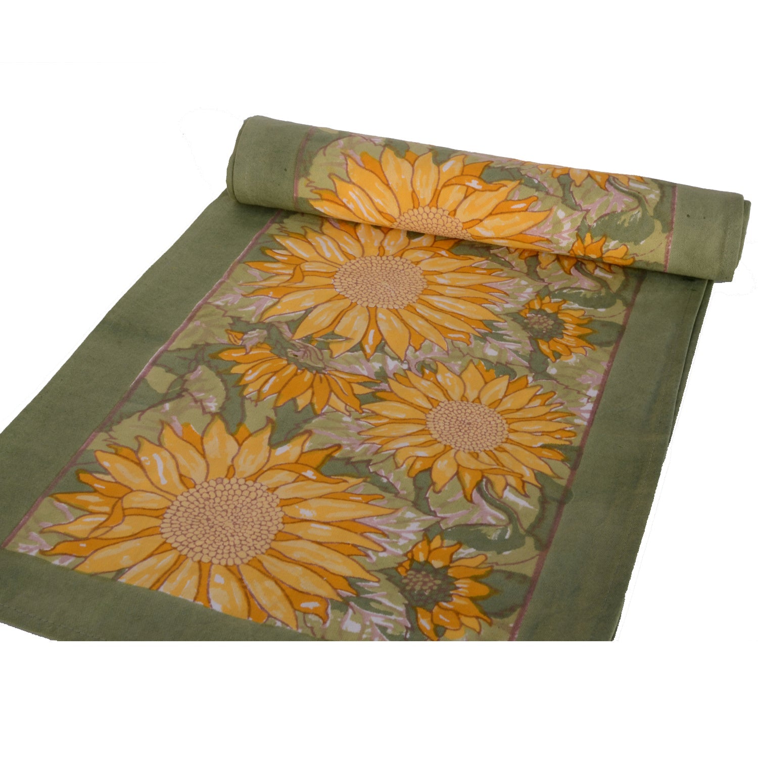 couleur-nature-sunflower-chemin-table-jaune-vert-16x72 image 1