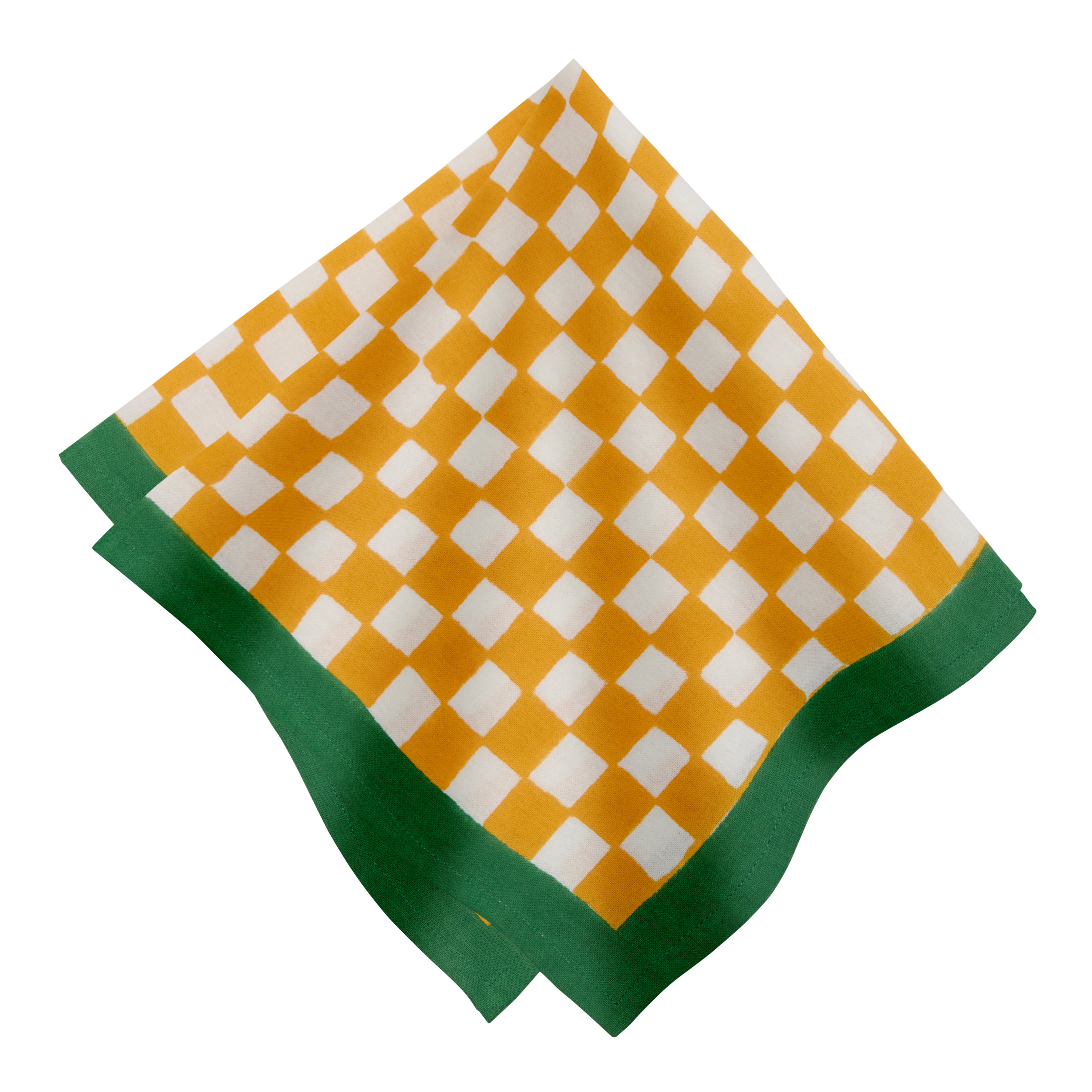 couleur-nature-serviette-table-coton-vichy-moutarde-lot-4 image 1