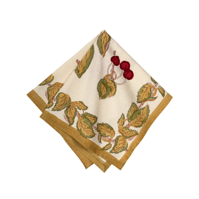 couleur-nature-cherry-blossom-serviette-rouge-vert-lot-6 image 1