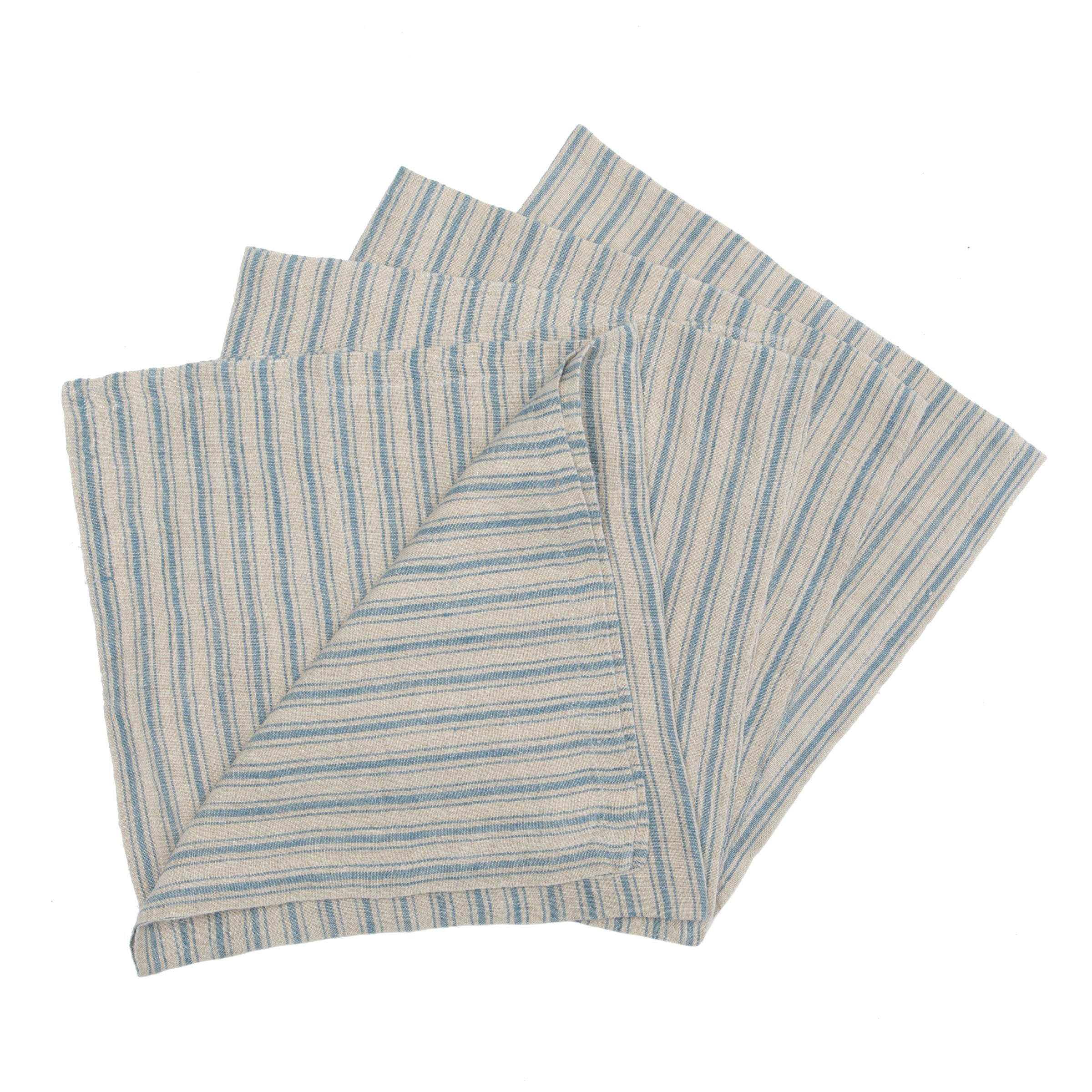 couleur-nature-boat-stripe-serviettes-lin-bleu-naturel-lot-4 image 1