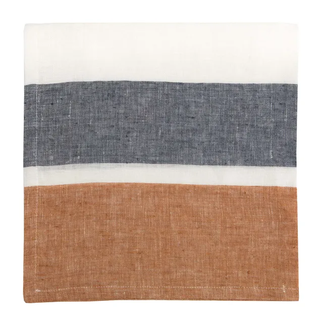 couleur-nature-bold-stripe-serviettes-lin-rouille-lot-4 image 1