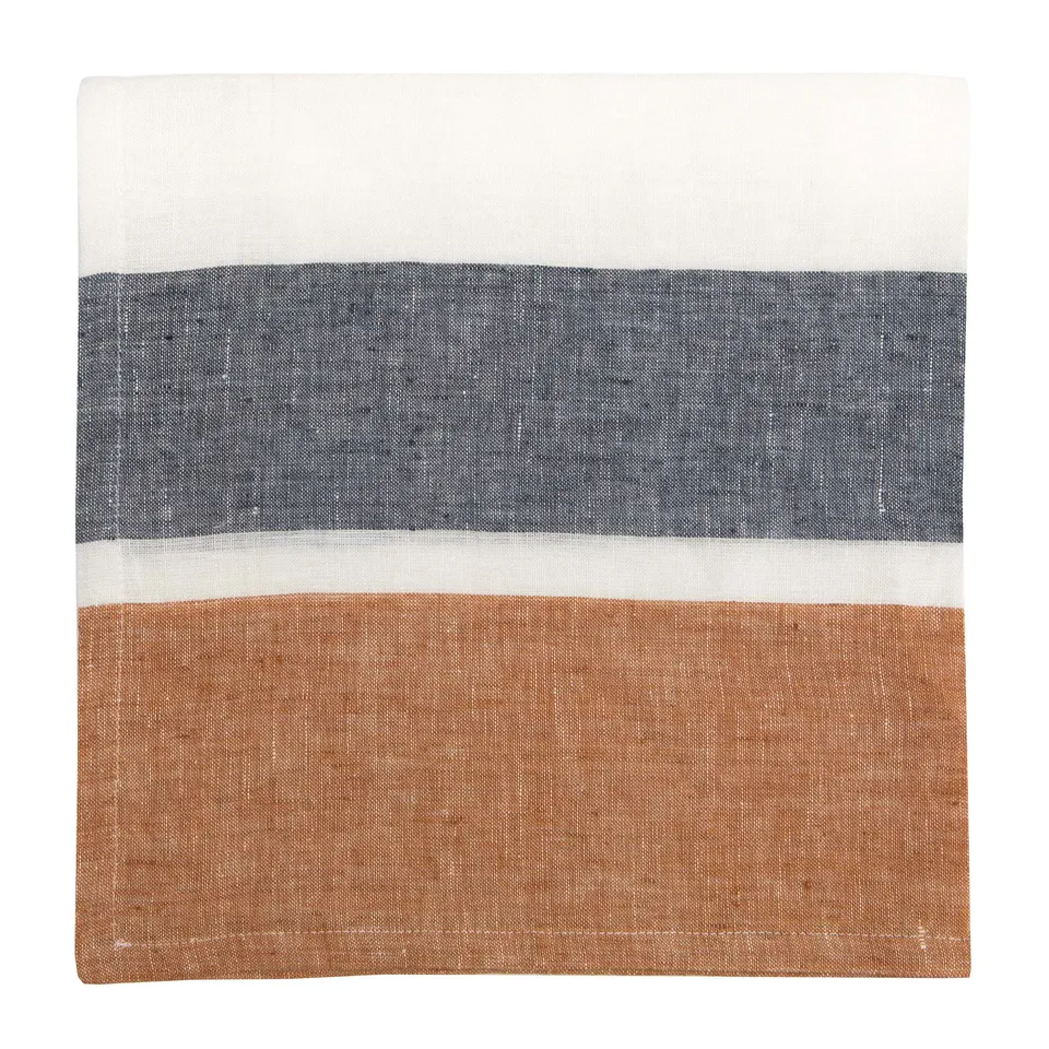 couleur-nature-bold-stripe-serviettes-lin-rouille-lot-4 image 1