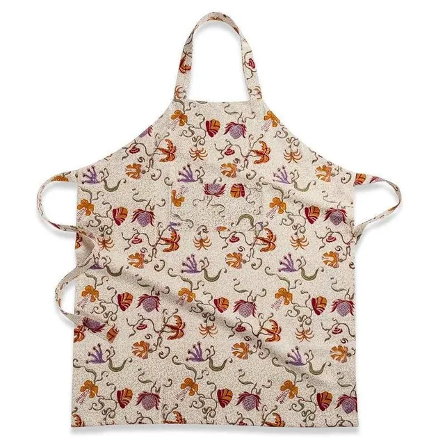 couleur-nature-fleur-des-indes-tablier-cuisine-coton-ivoire image 1