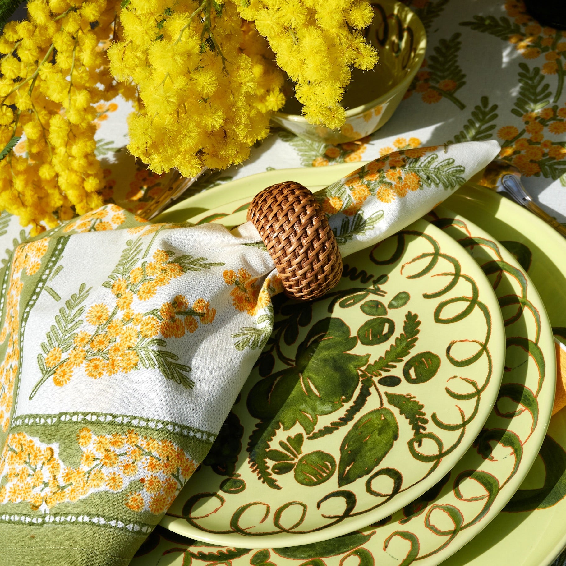 couleur-nature-mimosa-green-yellow-serviettes-coton-lot-6 image 2