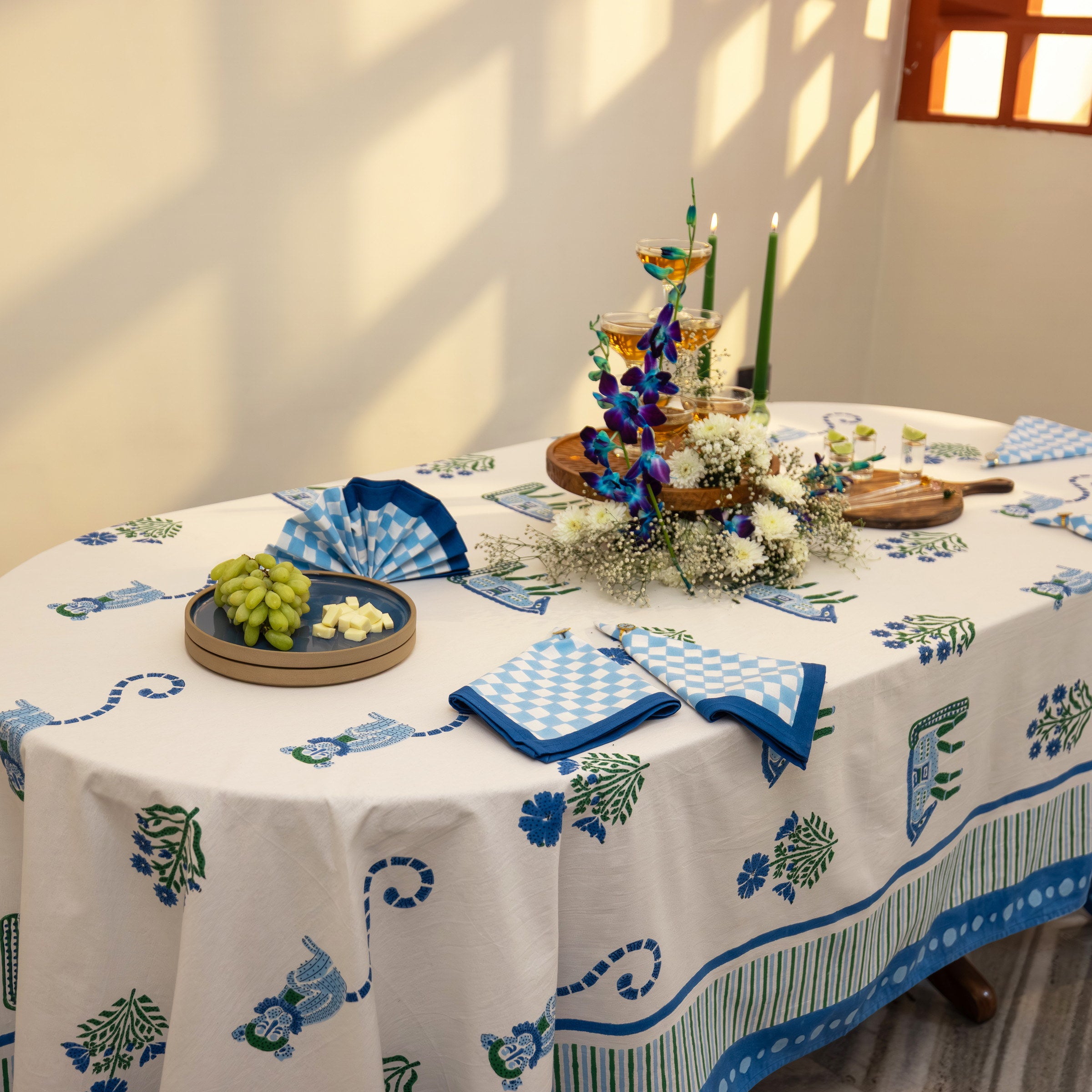 couleur-nature-gingham-check-serviette-coton-bleu-lot-4 image 7