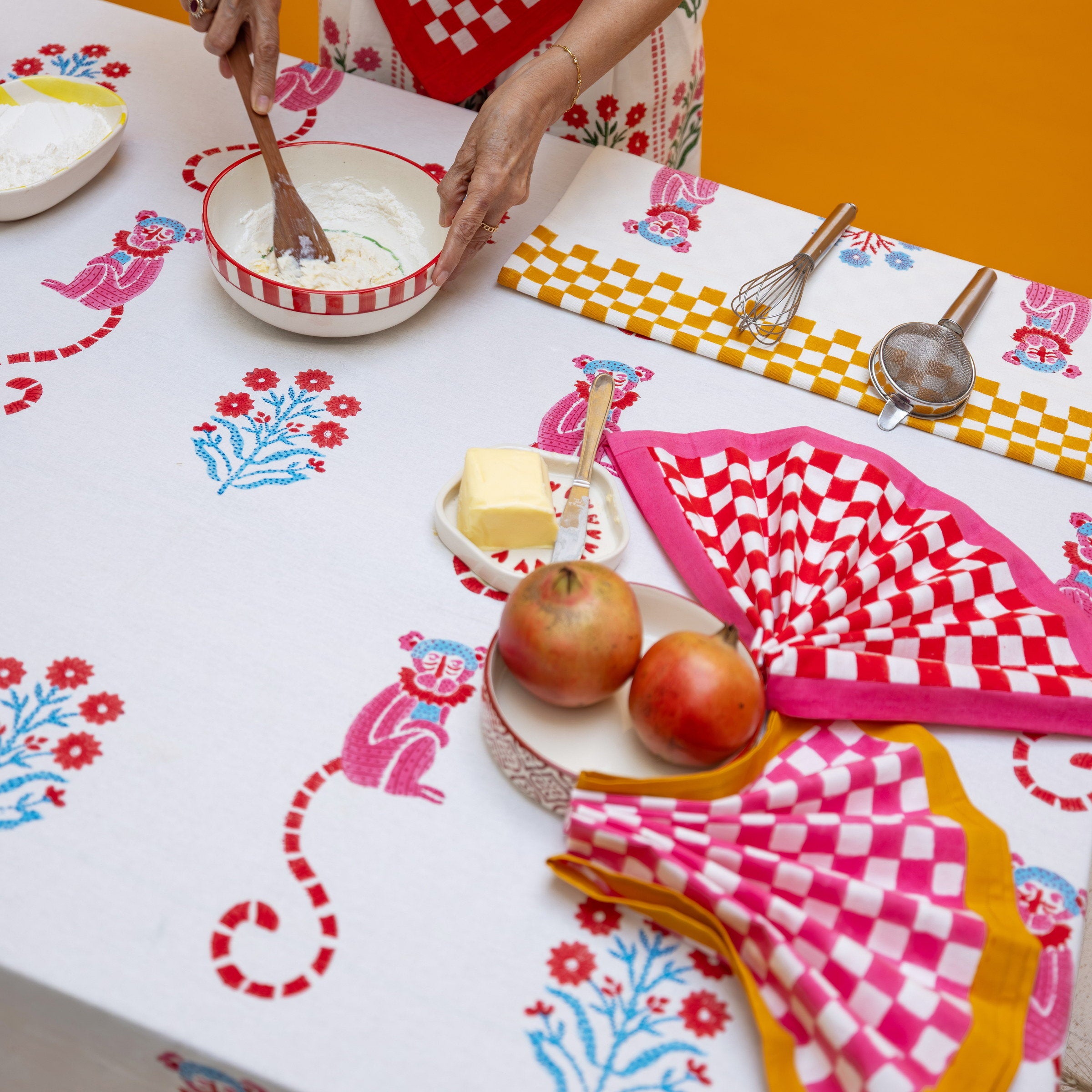 couleur-nature-gingham-serviettes-coton-rouge-rose-lot-4 image 6