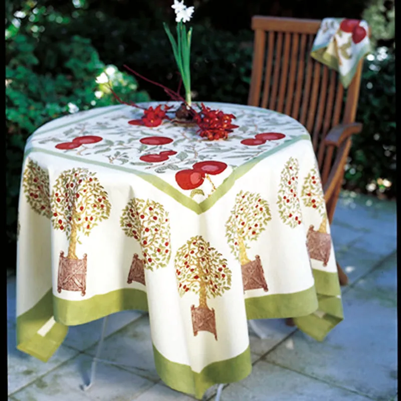 couleur-nature-orange-tree-nappe-imprim-e-rouge-vert image 1