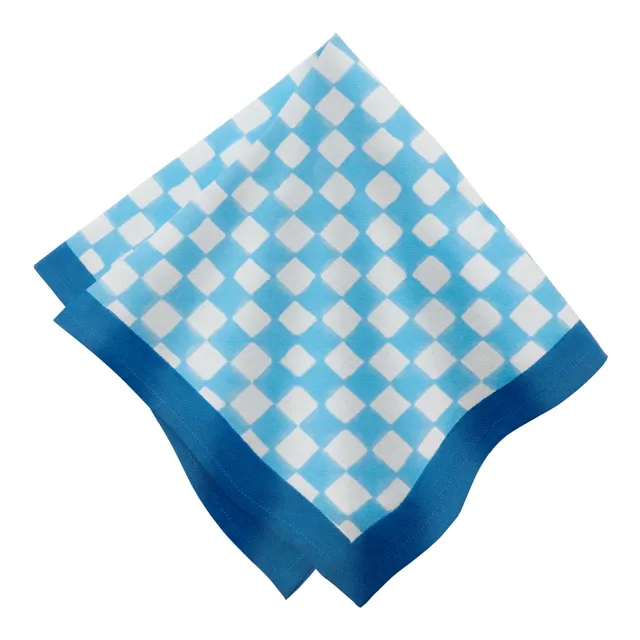couleur-nature-gingham-check-serviette-coton-bleu-lot-4 image 1