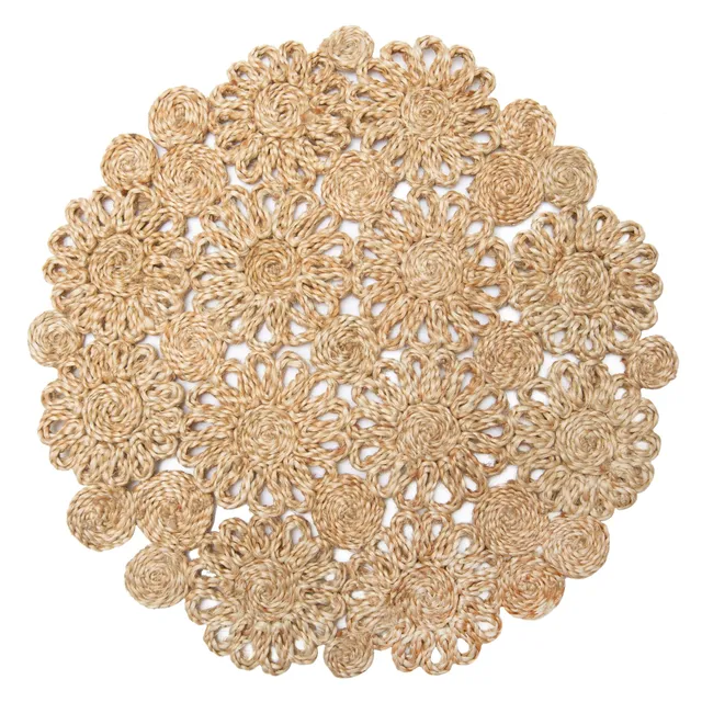 couleur-nature-daisy-jute-set-de-table-rond-naturel-lot-de-4-jute image 1