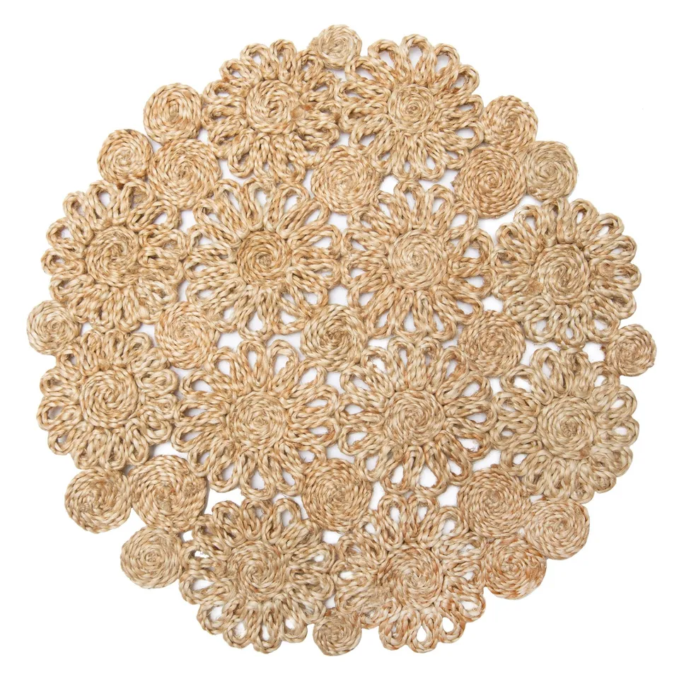 couleur-nature-daisy-jute-set-de-table-rond-naturel-lot-de-4-jute image 1