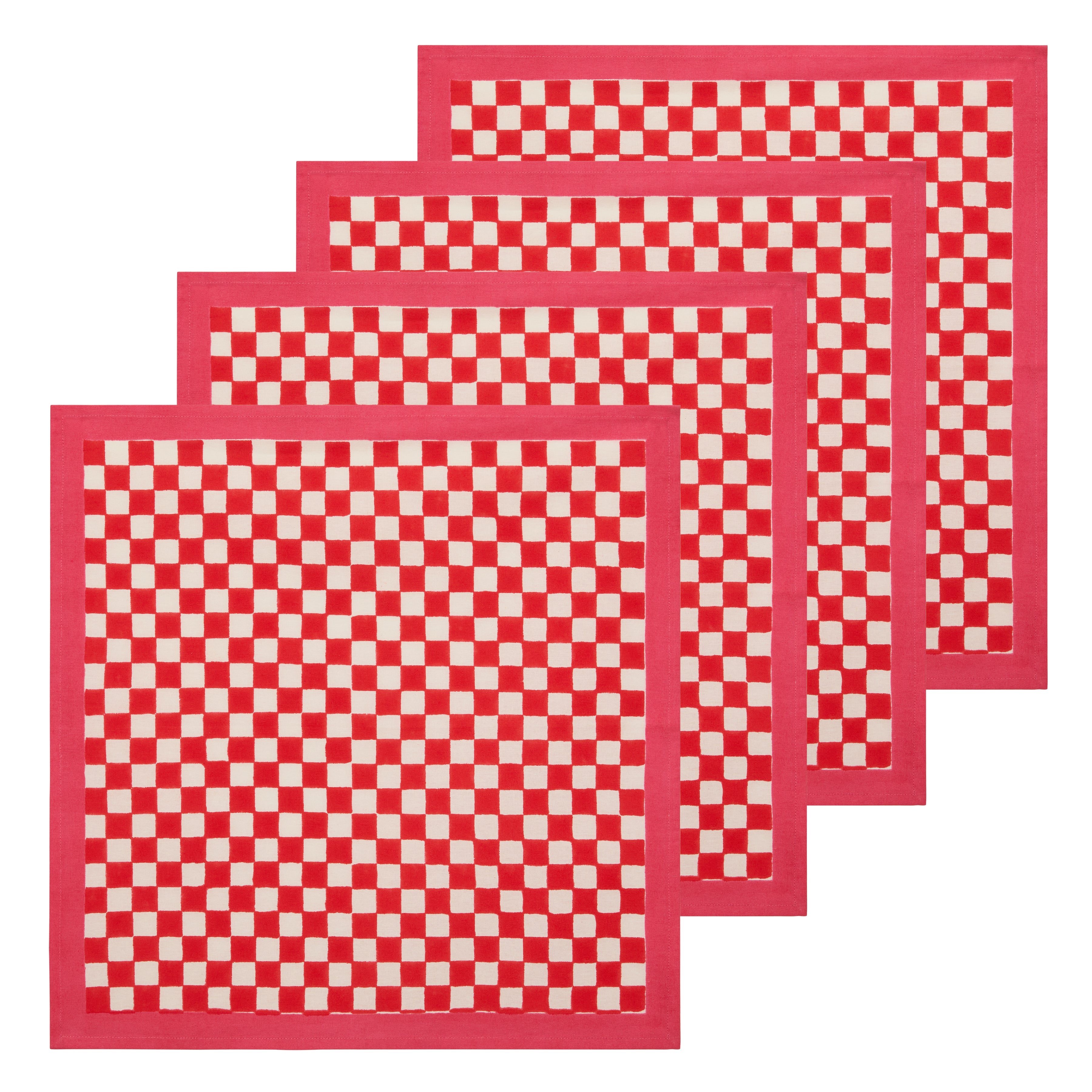 couleur-nature-gingham-serviettes-coton-rouge-rose-lot-4 image 4
