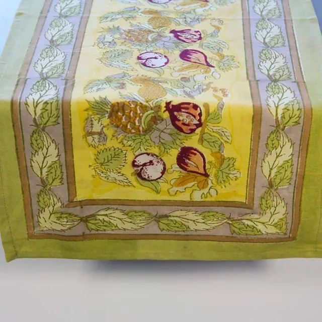 couleur-nature-tutti-frutti-chemin-de-table-coton-jaune-vert-16x72 image 1