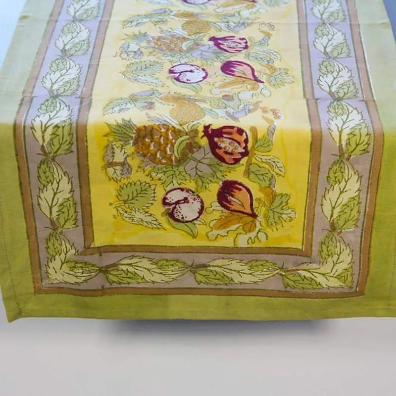 couleur-nature-tutti-frutti-chemin-de-table-coton-jaune-vert-16x72 image 1