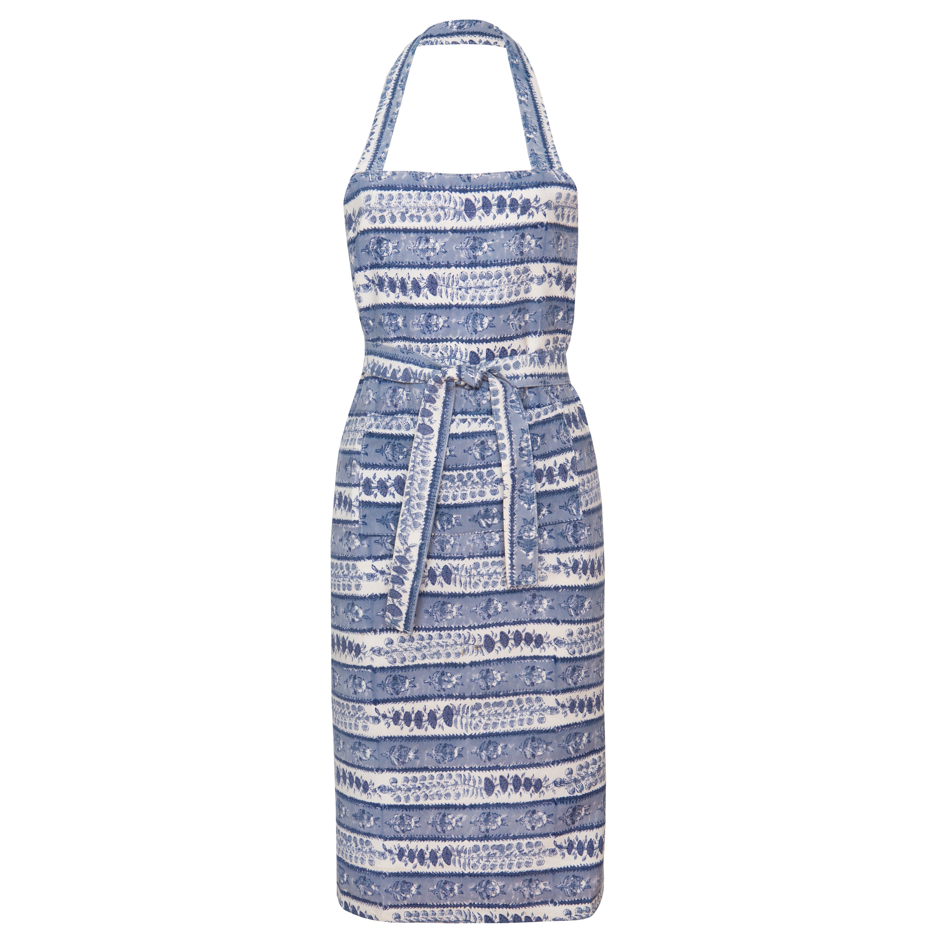 couleur-nature-avignon-tablier-cuisine-coton-bleu-marine-floral image 1
