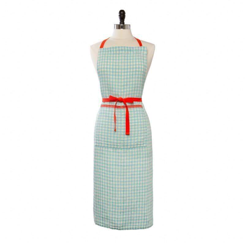 couleur-nature-gingham-tablier-lin-aqua-orange-vichy image 1