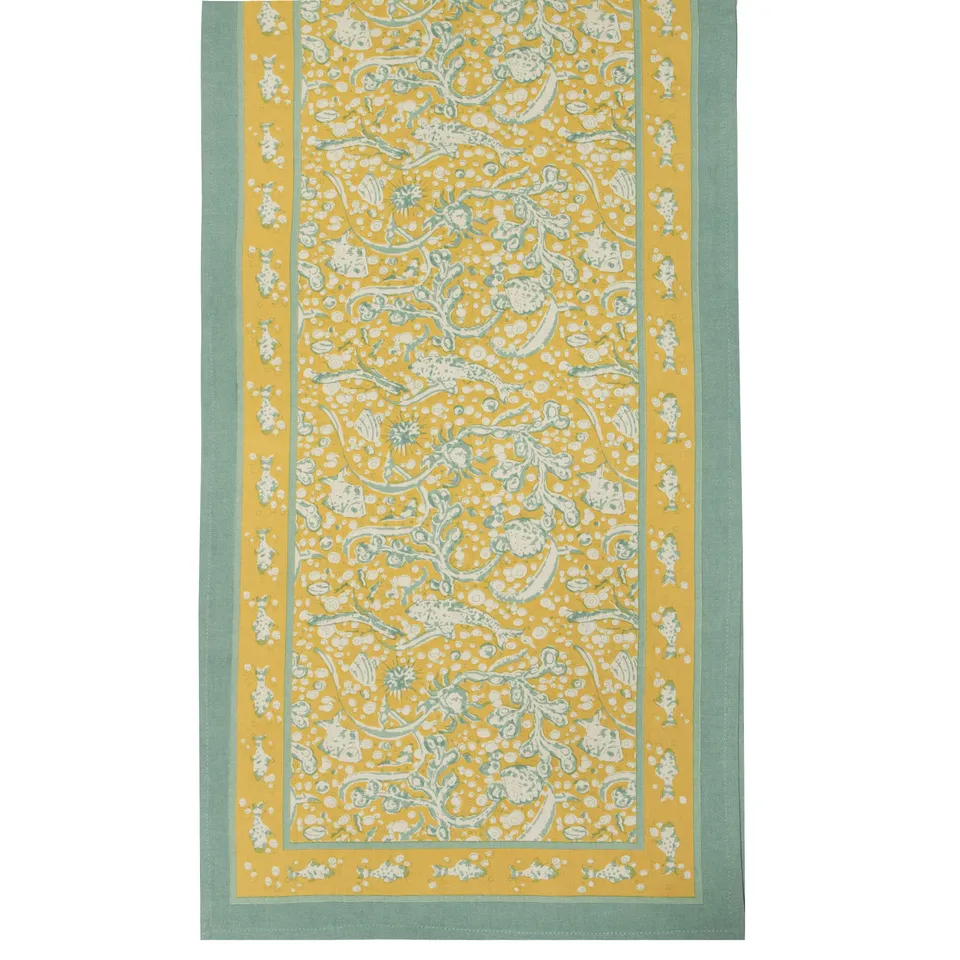 couleur-nature-la-mer-chemin-de-table-coton-aqua-citrine-16x72 image 1